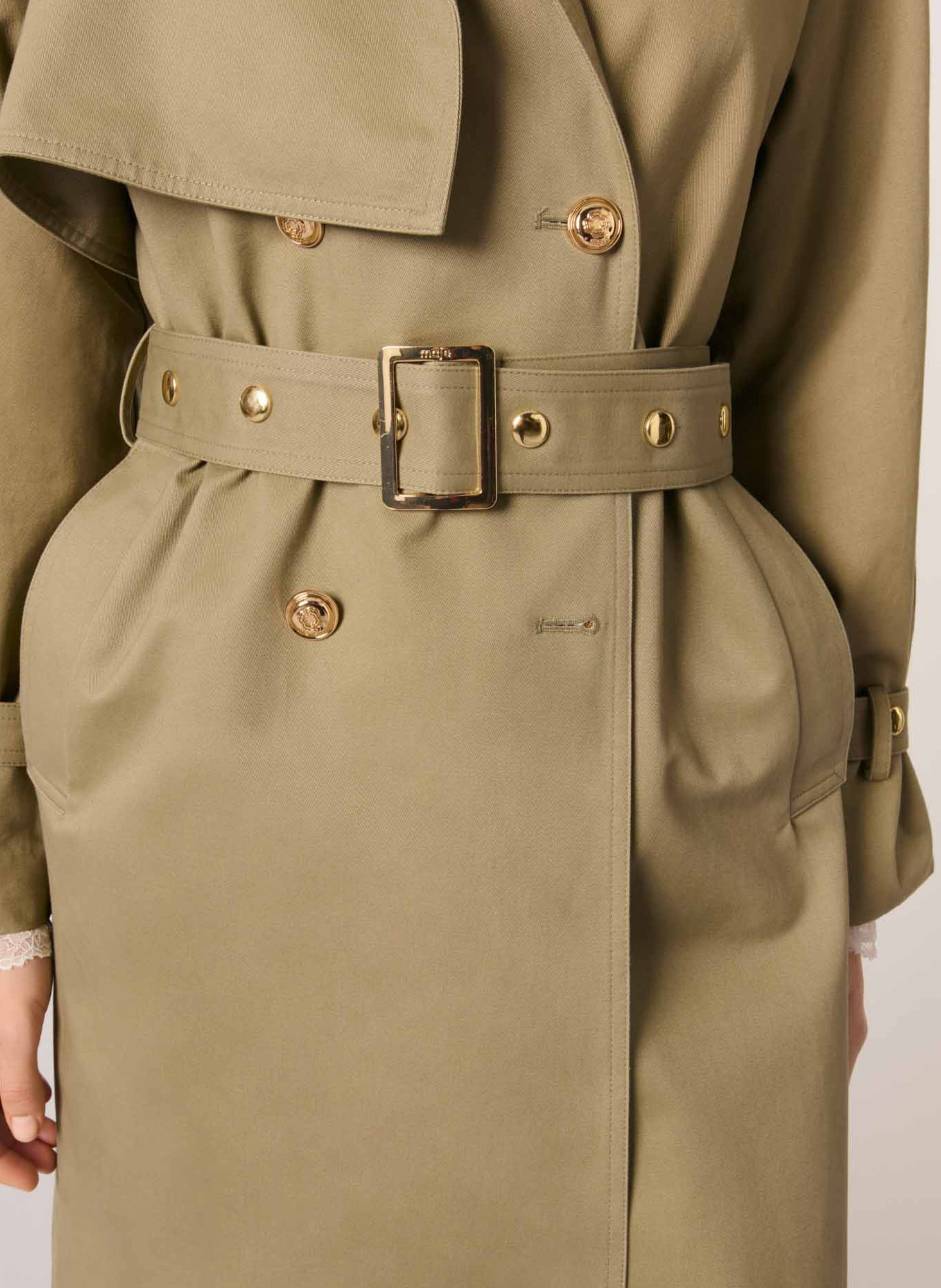 Fitted cotton trench coat MAJE Khaki