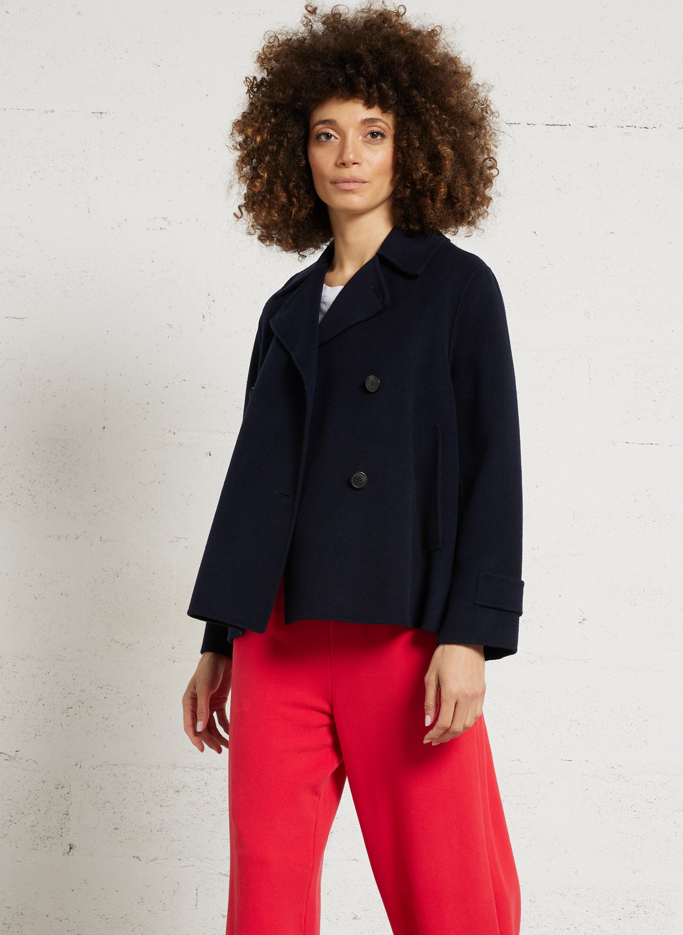 Jas met knoopsluiting van gemengde wol MAX MARA WEEK END Blauw