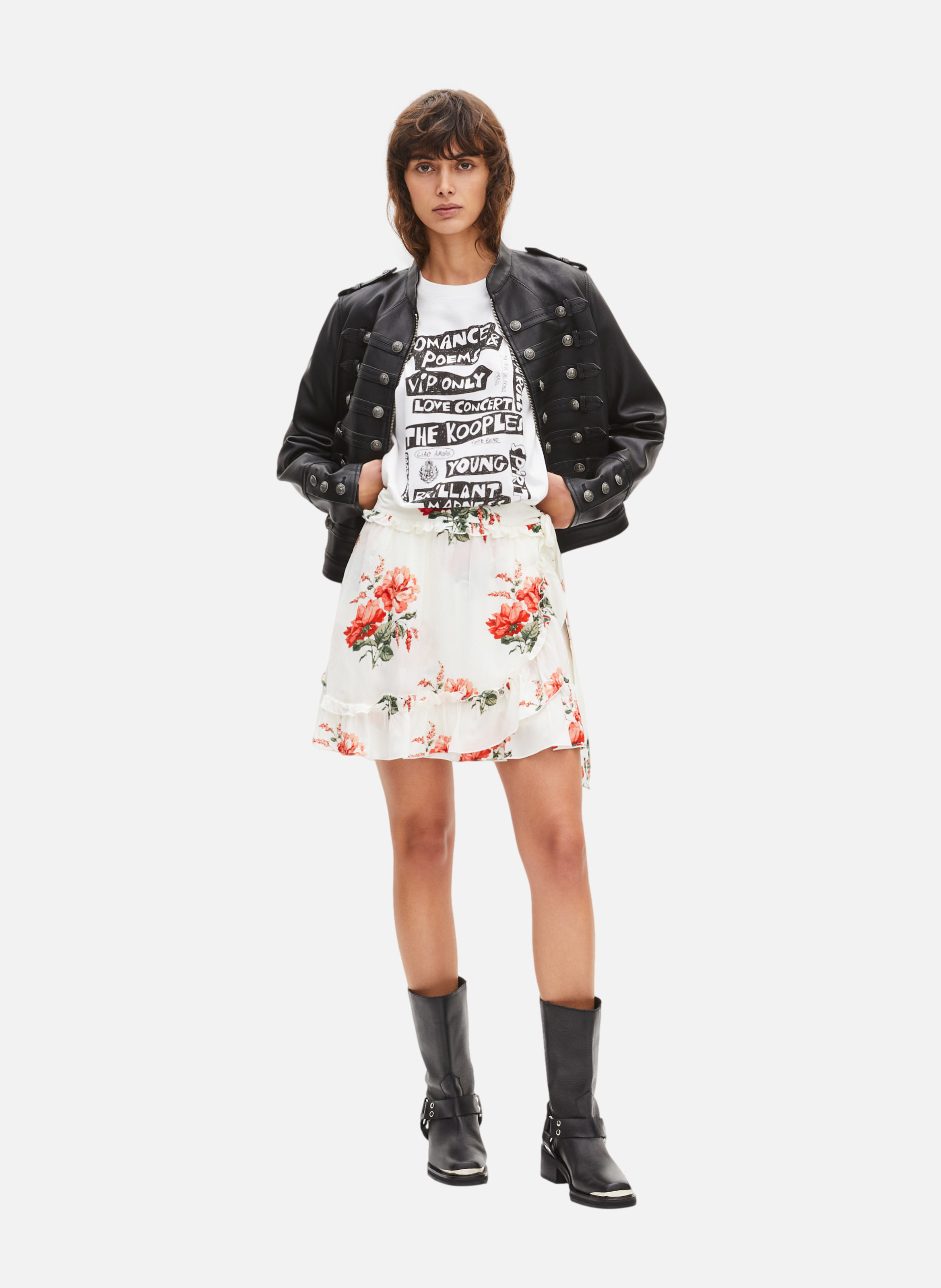 Floral print wrap mini skirt THE KOOPLES White
