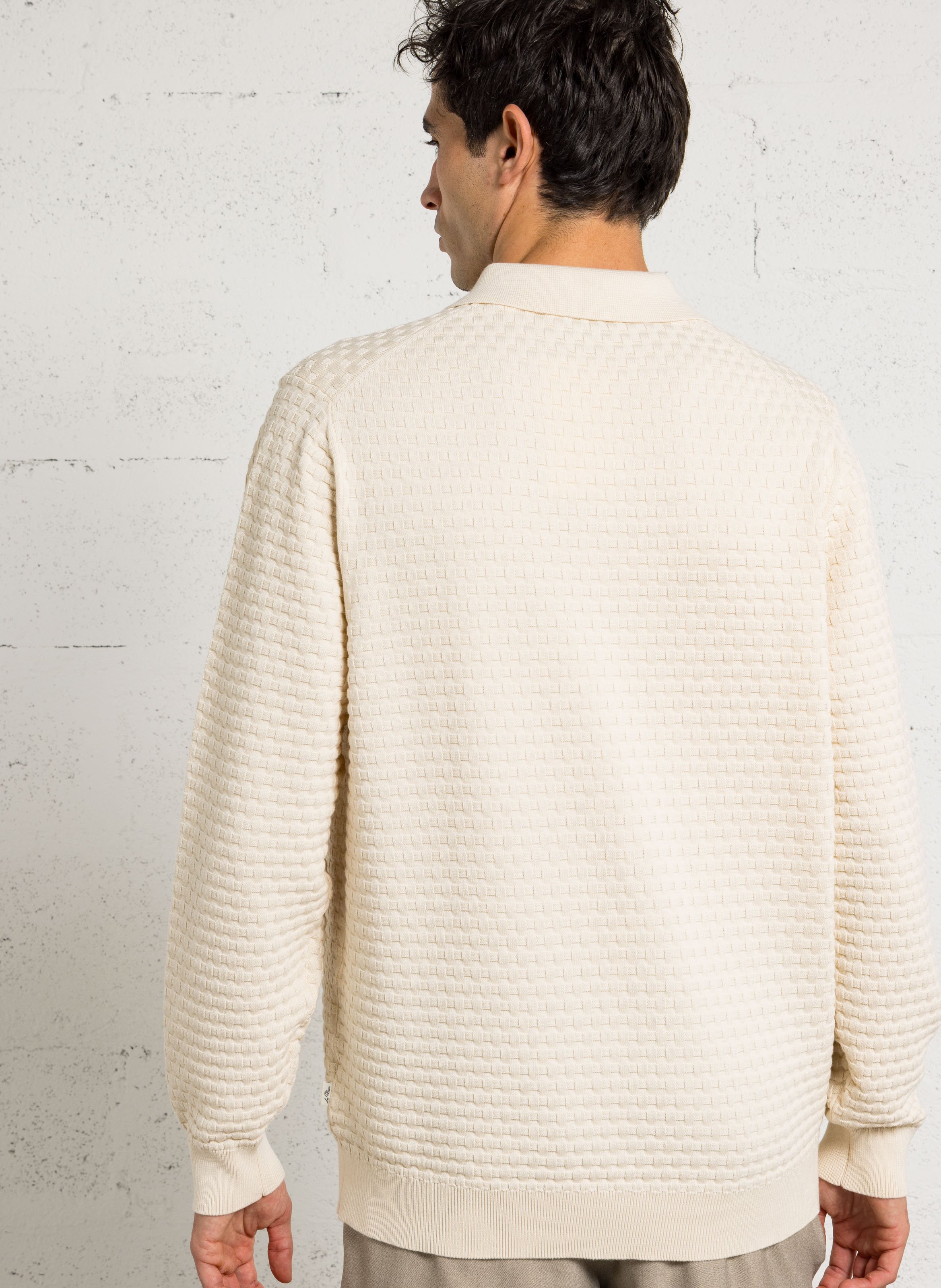 Maglione diritto con collo a polo in cotone LES DEUX Beige
