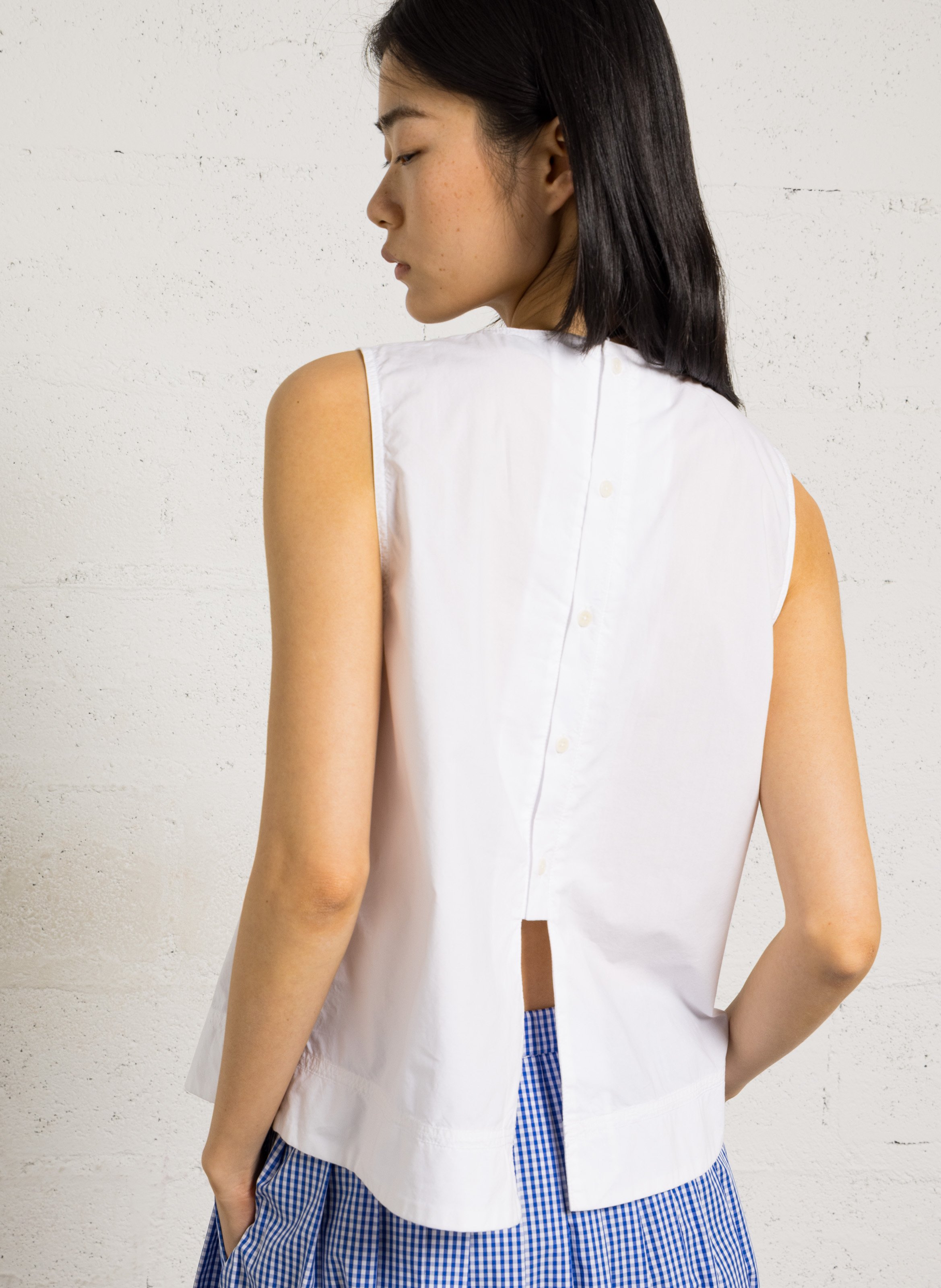 Loose-fit round-neck organic cotton top RUE DE TOKYO White