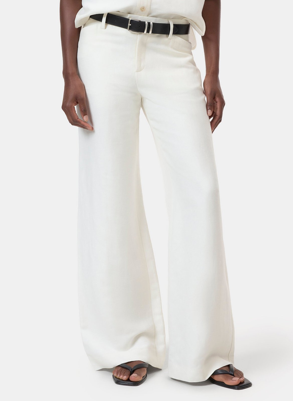 Weit geschnittene Hose aus Leinen-Mix CLOSED Beige