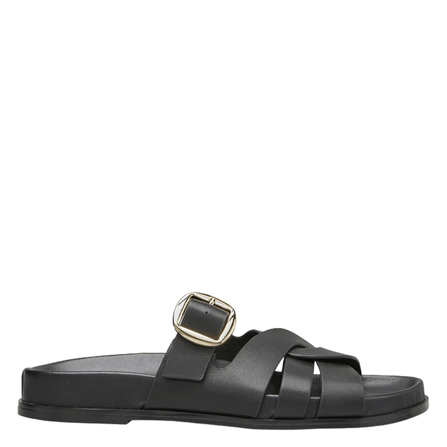 Flat leather cross-strap sandals COSMOPARIS Black