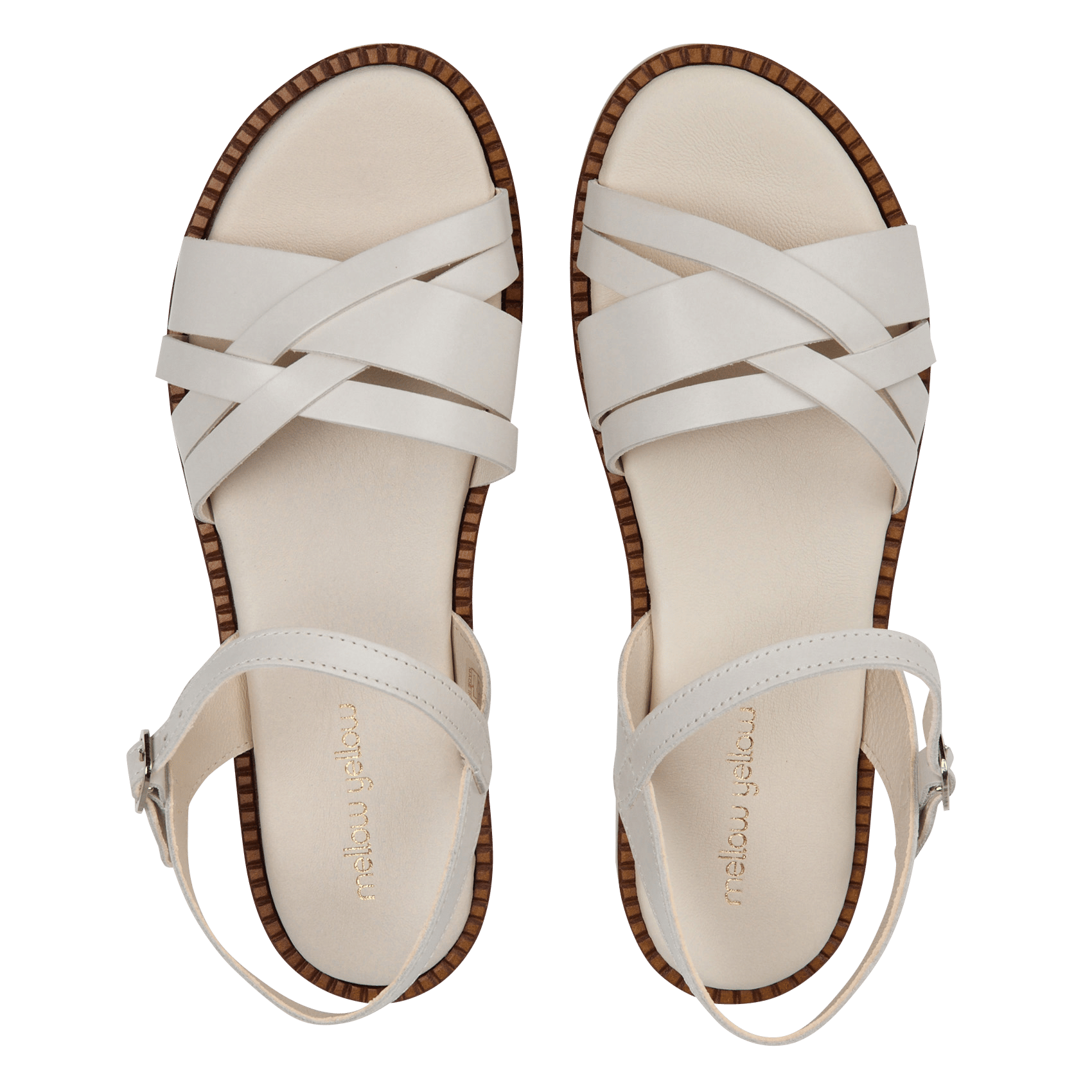 Sandalias de piel con puntera abierta MELLOW YELLOW Beige