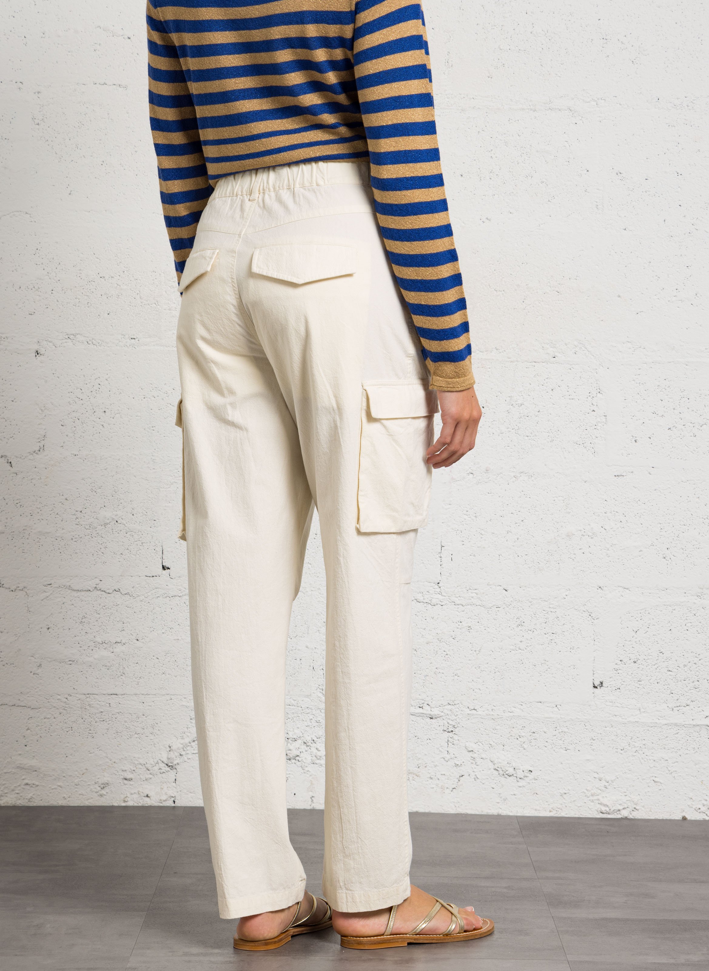 Straight fit organic cotton cargo pants LEON & HARPER White