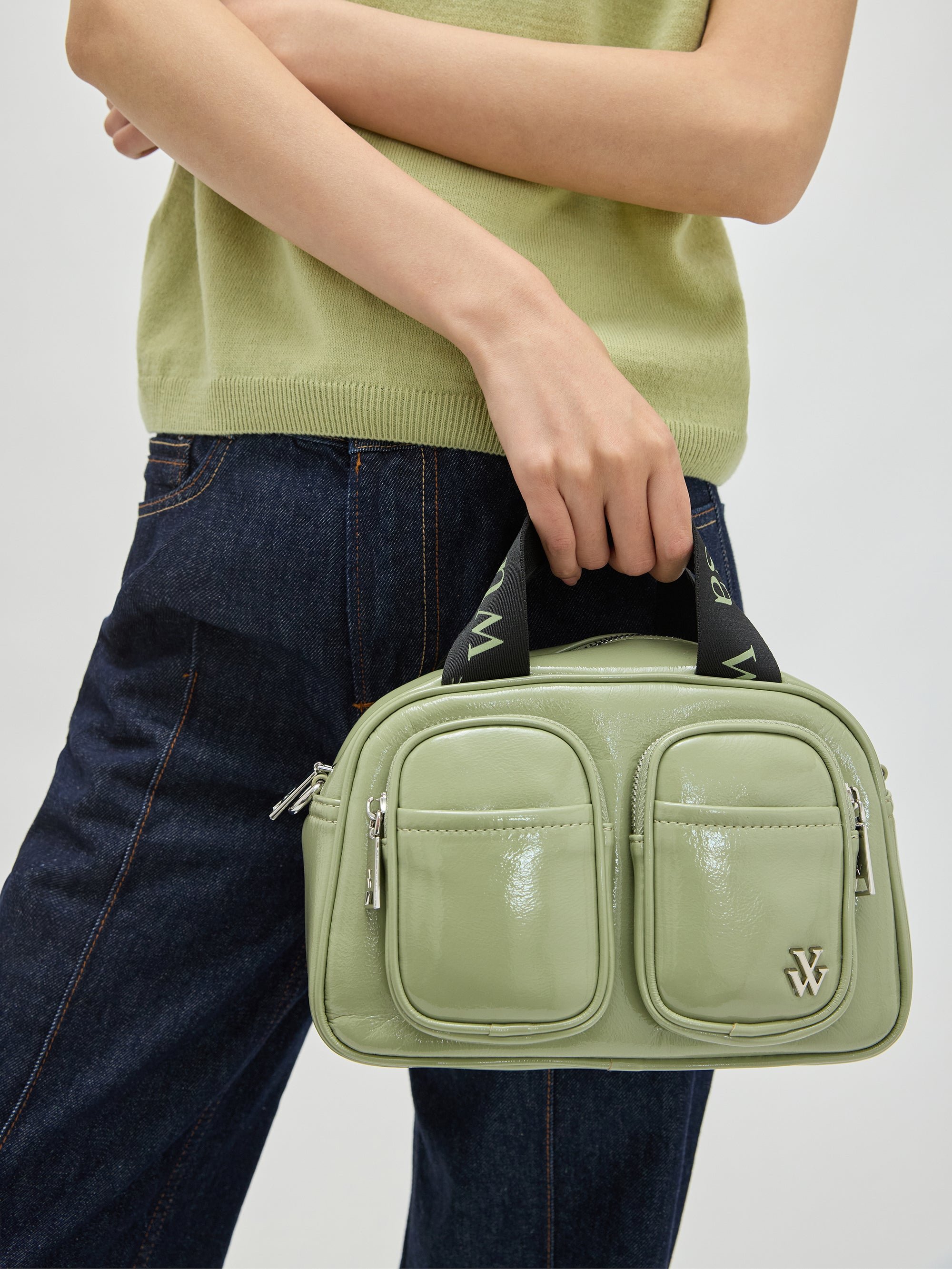 Mini bowling bag with shoulder strap VANESSA WU Beige