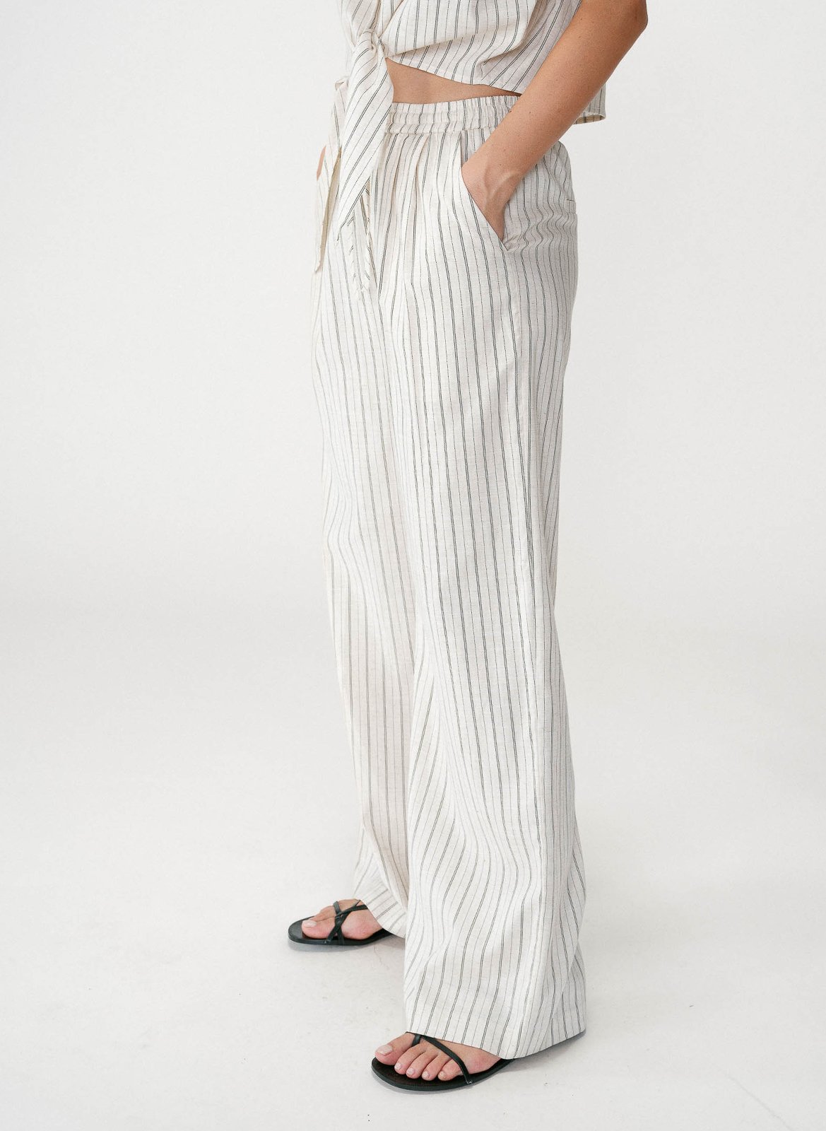 Pantalon large à rayures GRACE ET MILA Beige