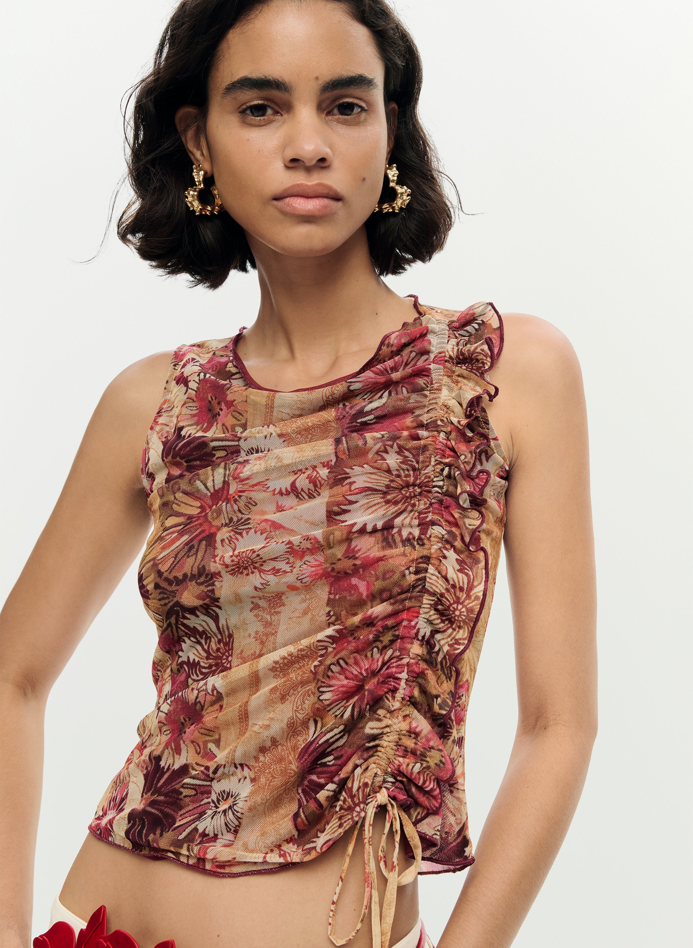 Fitted round neck tank top with print DESIGUAL Multicolored