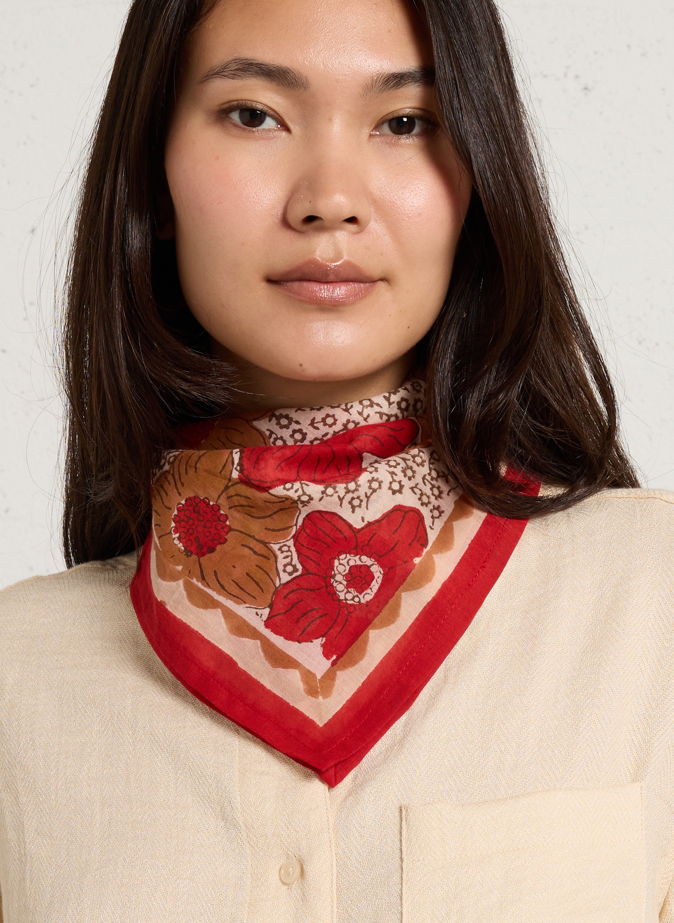 Foulard en coton imprimé APACHES COLLECTIONS Rouge