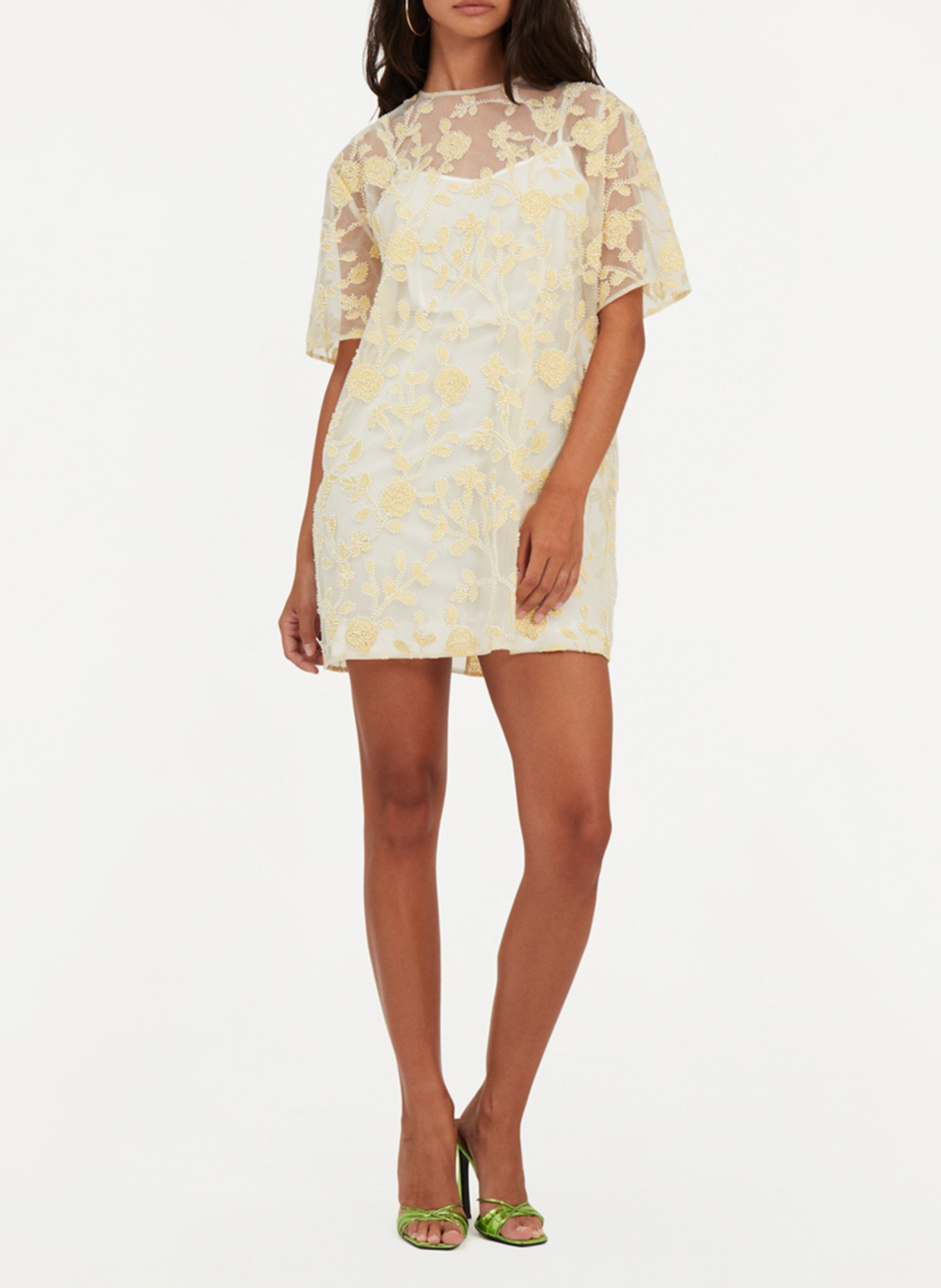 Robe courte brodée ROTATE Blanc