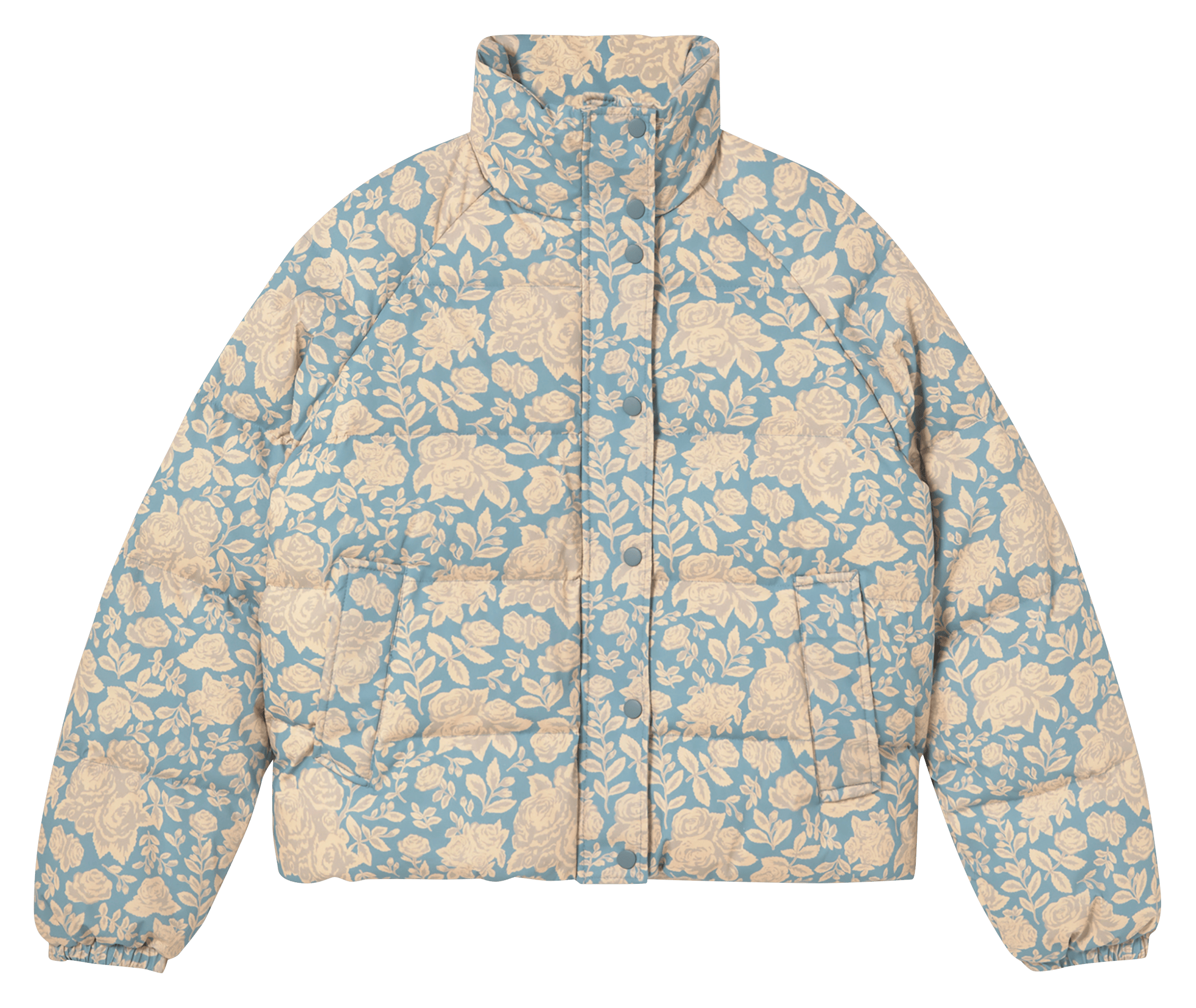 Puffer jacket with high collar in cotton THE TINY BIG SISTER Blue