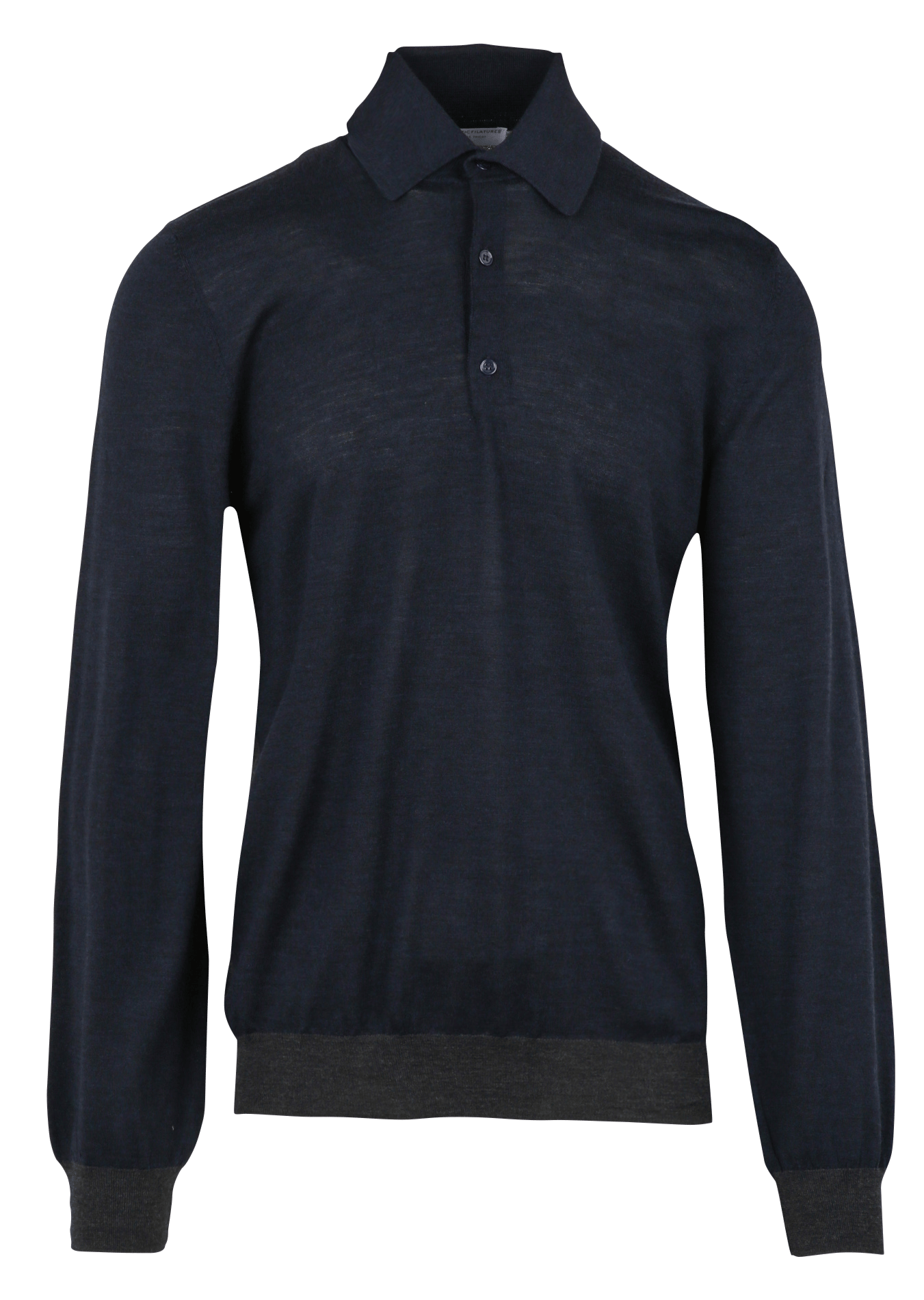 Polo manches longues en laine MAJESTIC FILATURES Bleu
