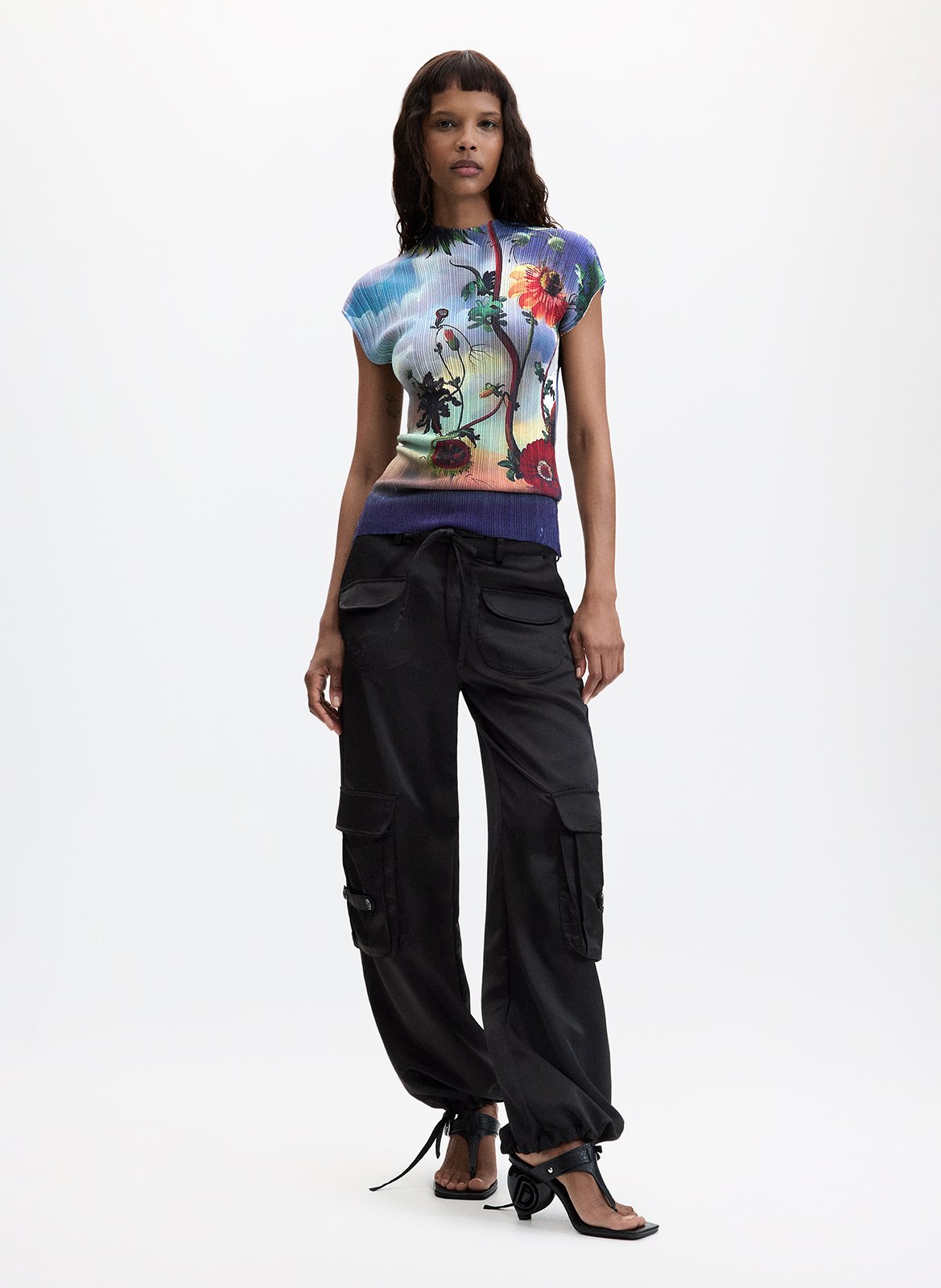 Tee-shirt ajusté col rond imprimé DESIGUAL Bleu