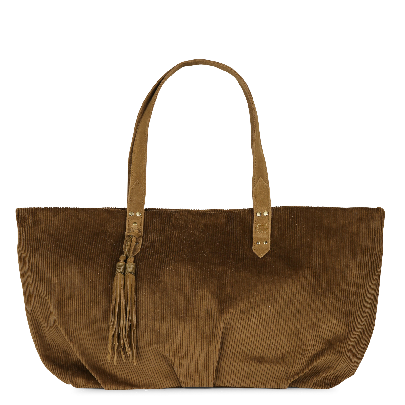 Gesteppte Schultertasche aus gemischtem Leder. MILA LOUISE Beige