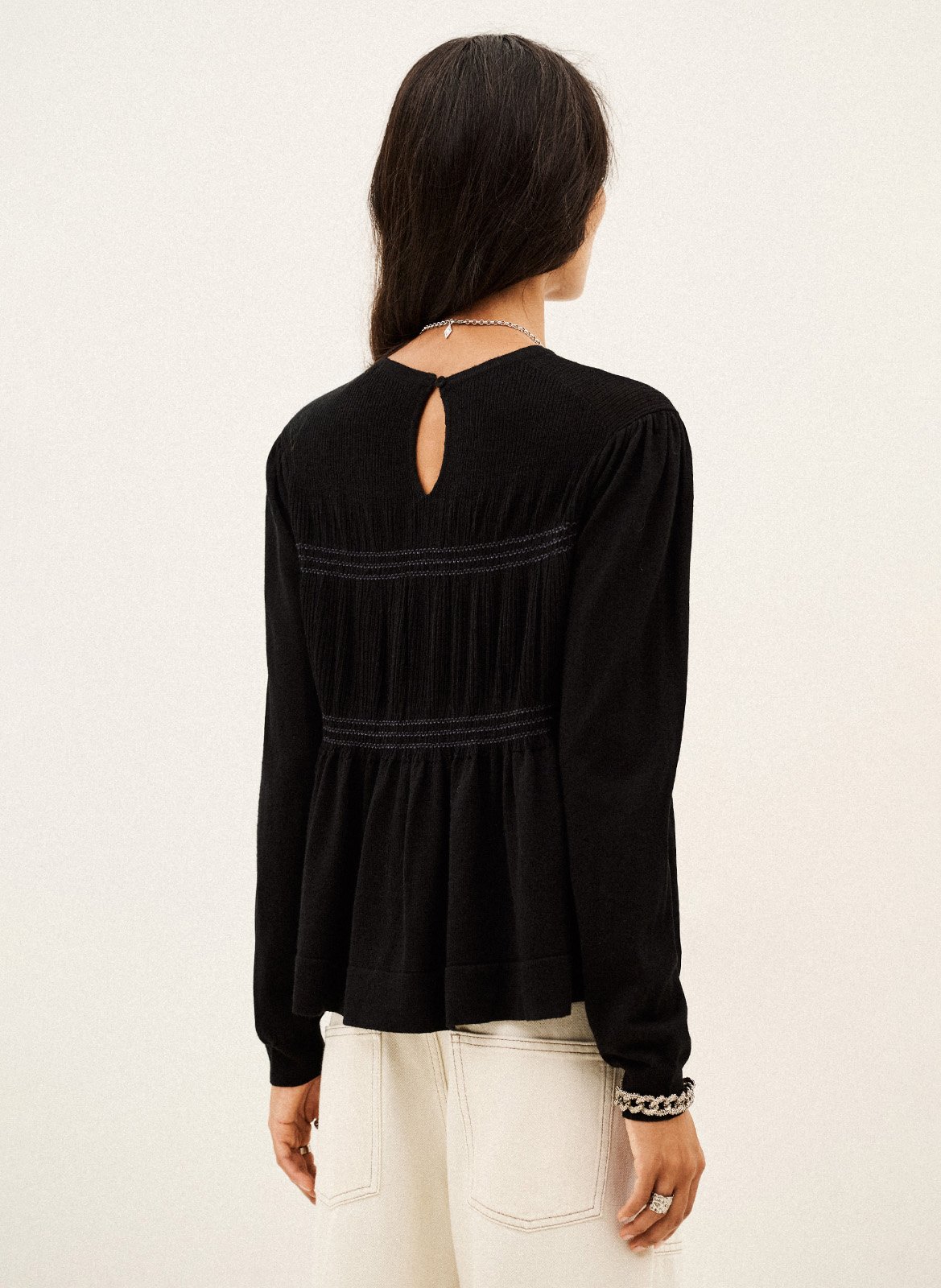 Pull droit col rond en laine BA&SH Noir