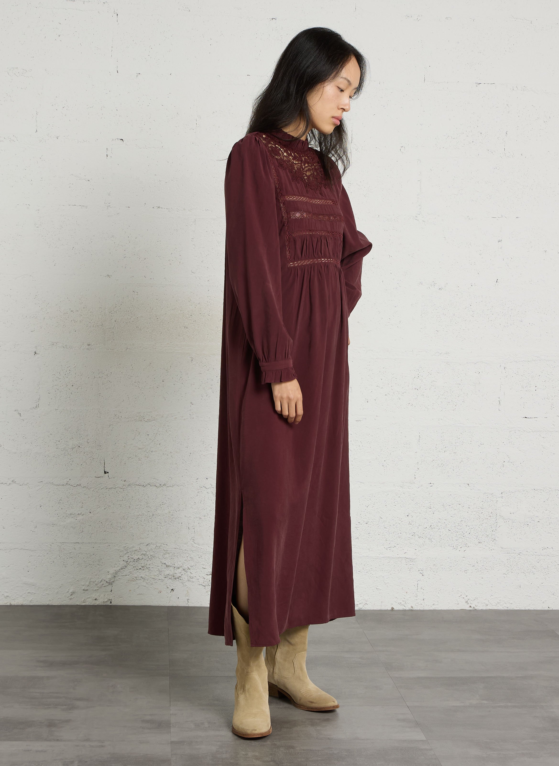 Robe longue brodée en coton mélangé  SEE U SOON Violet