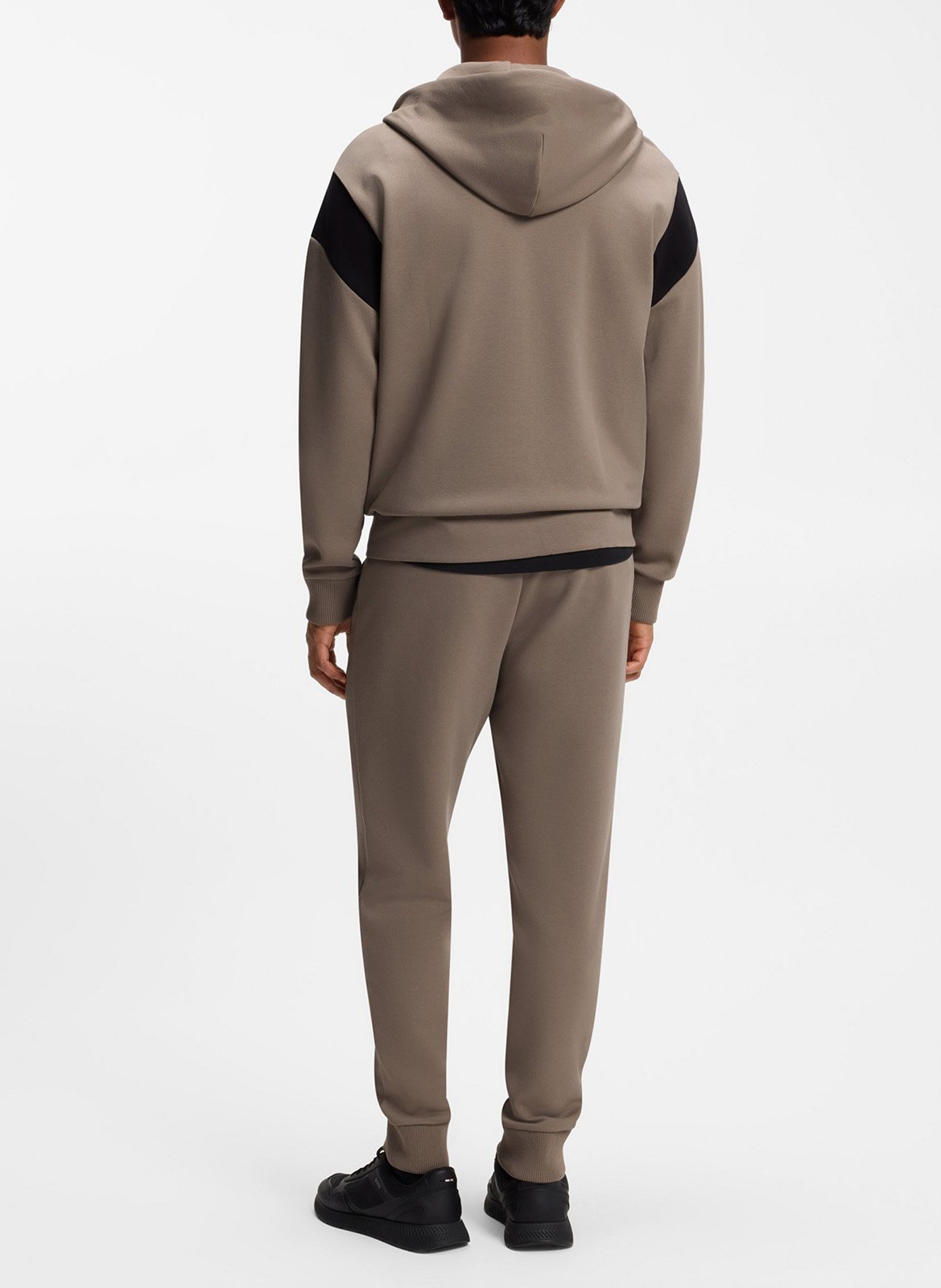 Sweat droit col montant en coton mélangé BOSS Kaki