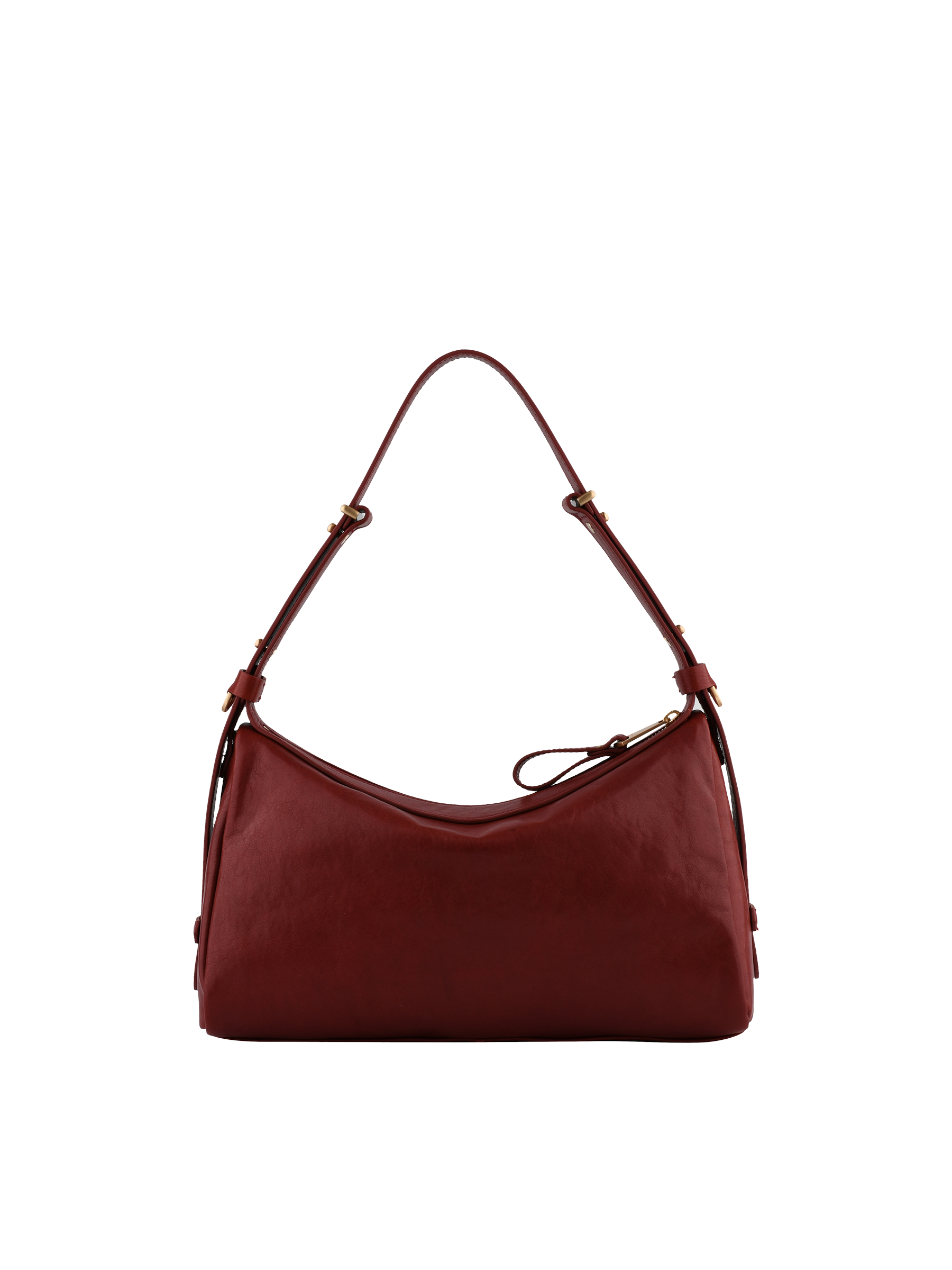 Shoulder bag in cowhide leather with aged leather effect POURCHET Red