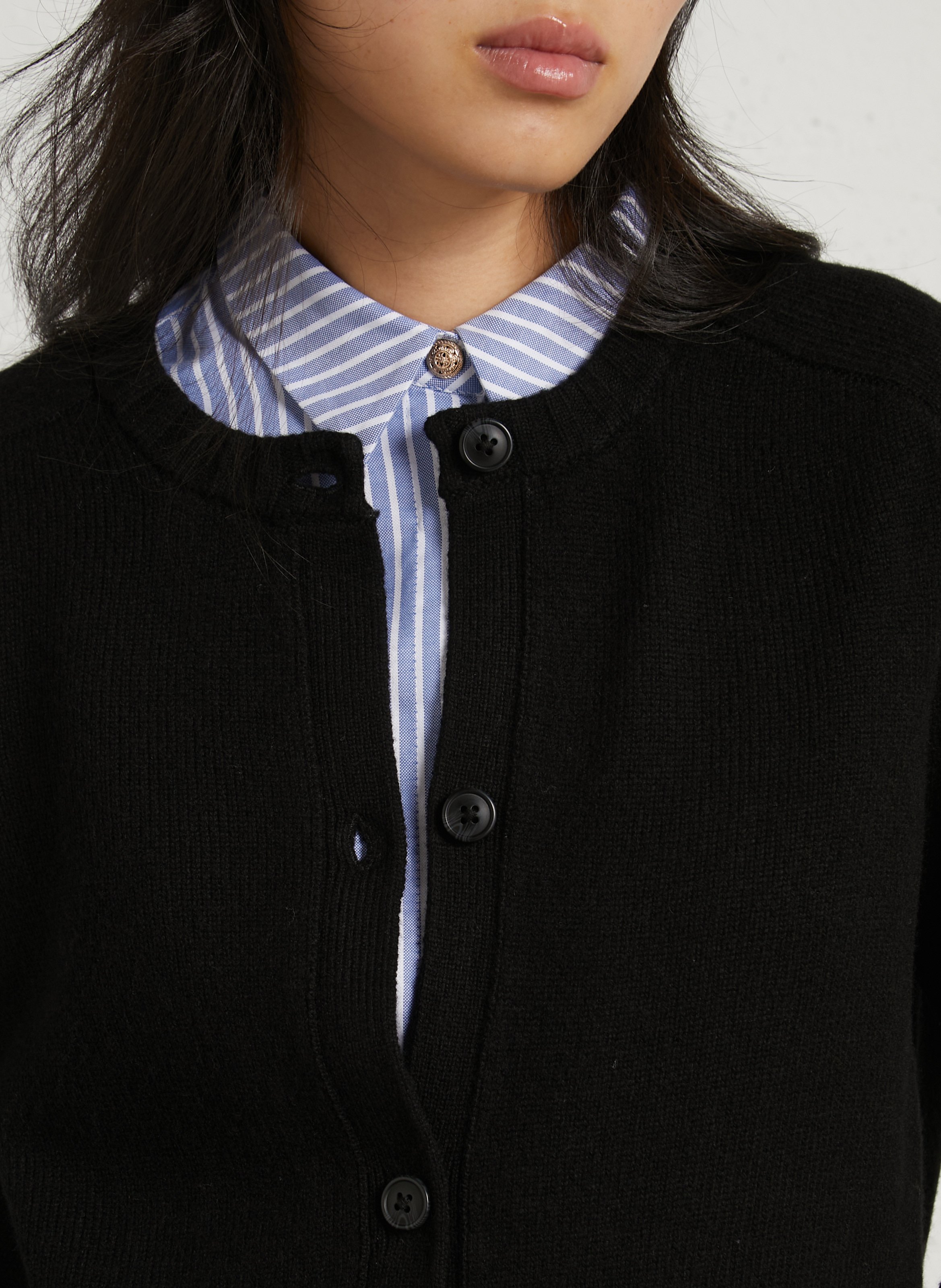 Gebreid vest met ronde hals en knoopsluiting SUD EXPRESS Zwart