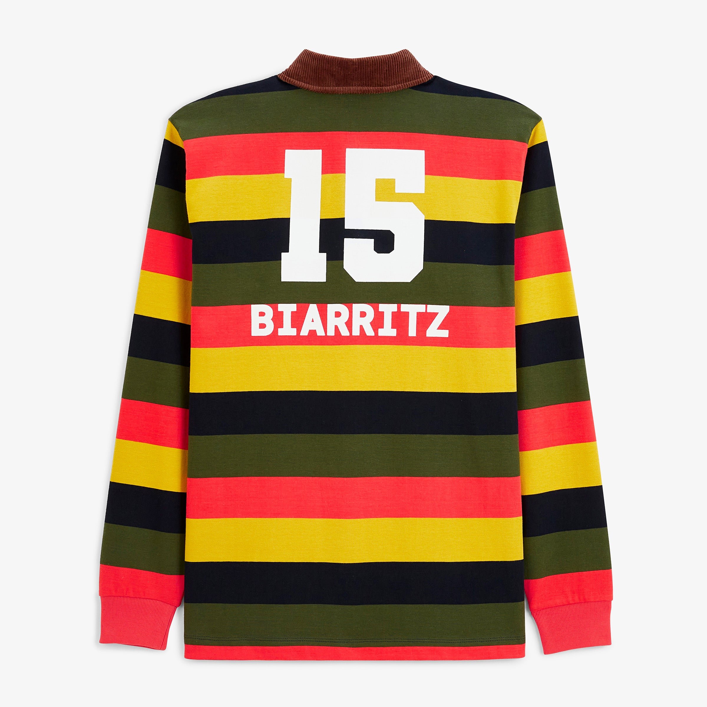 Multicoloured long-sleeved cotton rugby polo shirt SERGE BLANCO Multicolored