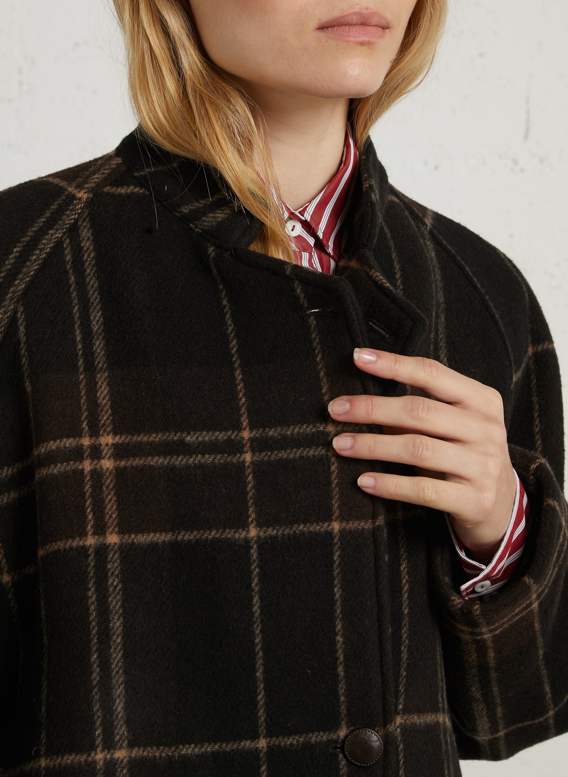 Straight checkered wool blend jacket DIEGA Multicolored