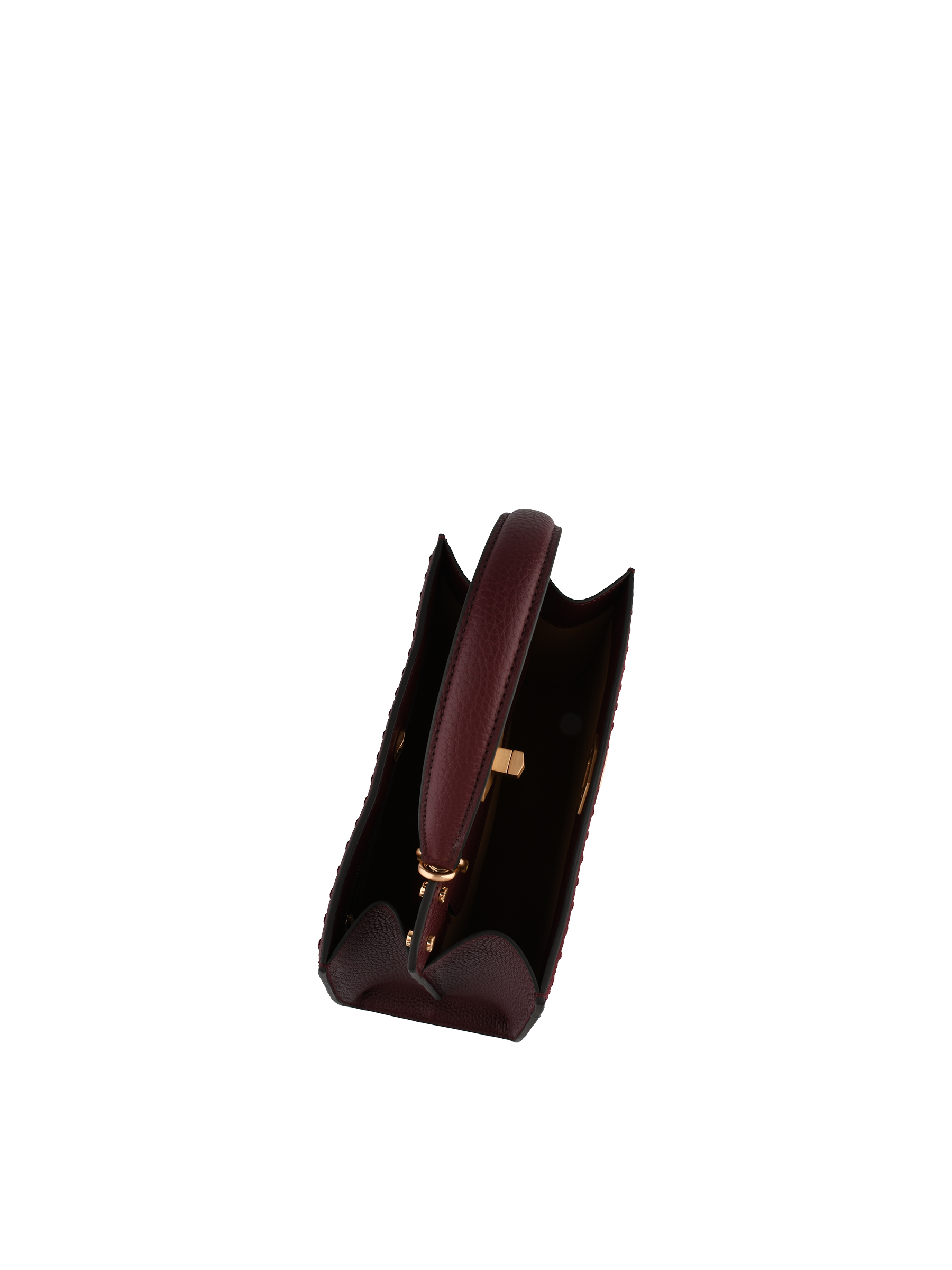 Cowhide leather handbag with a suede-effect finish POURCHET Red