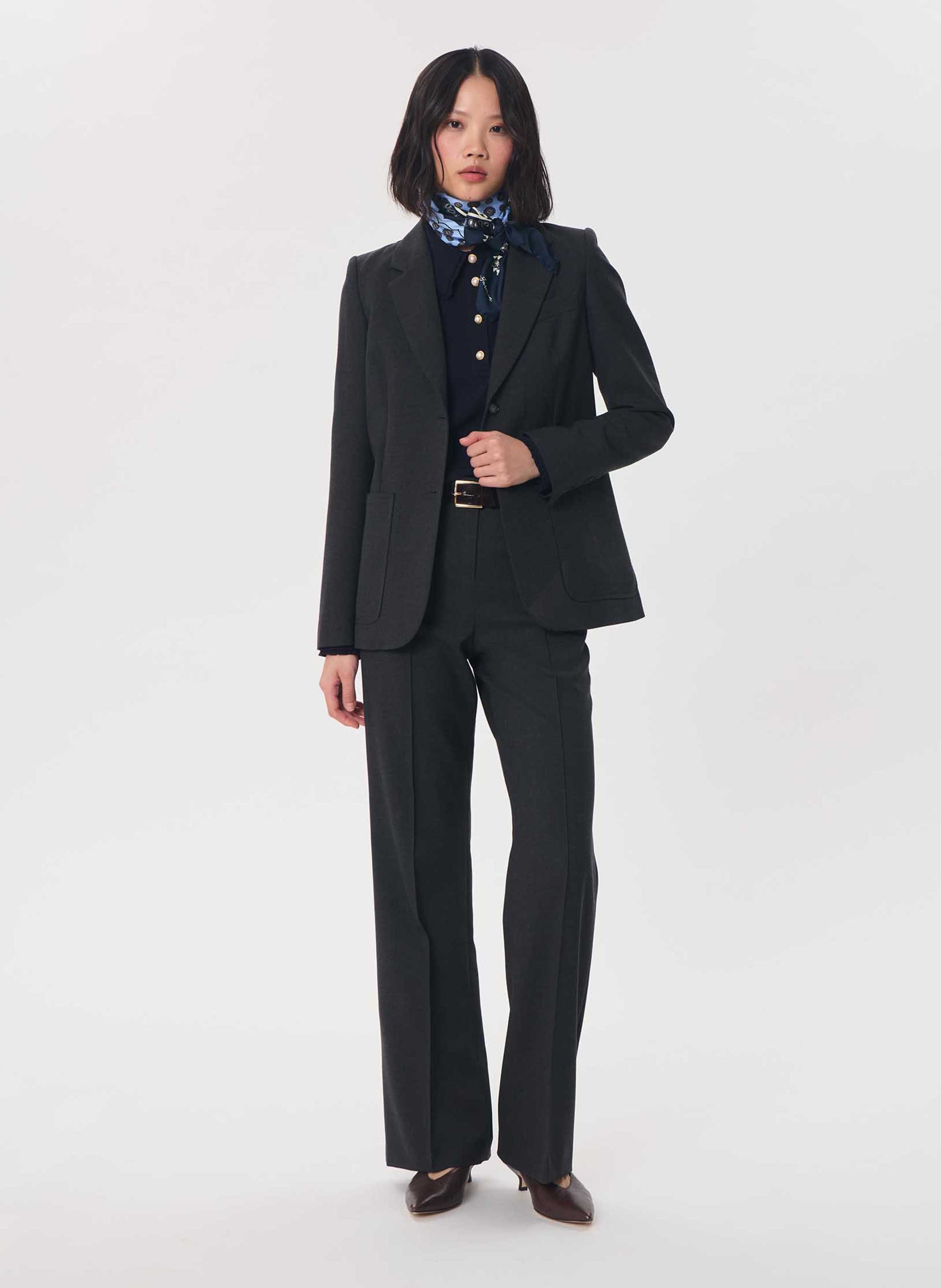 Pantalon tailleur flare uni TARA JARMON Gris