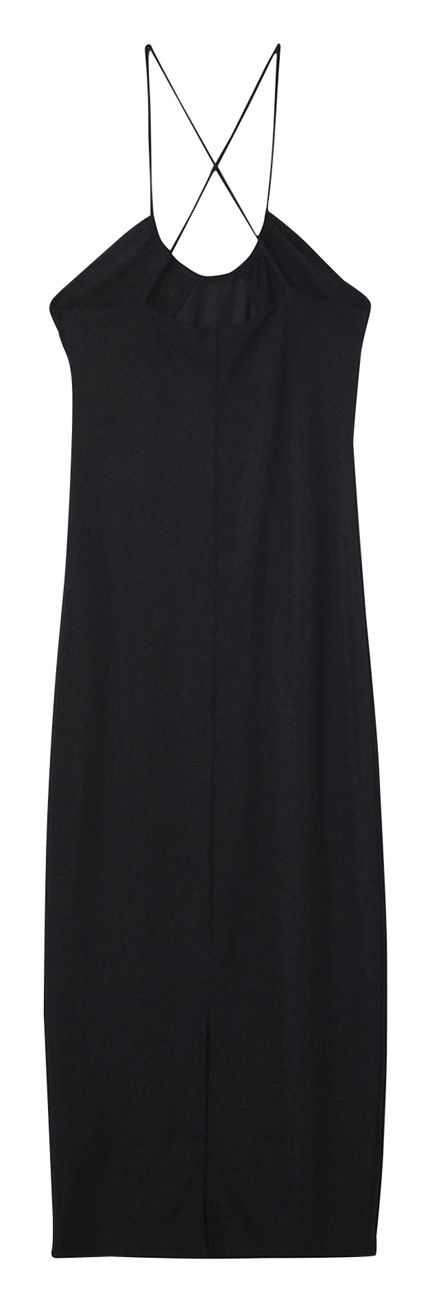 Fitted midi dress with criss-cross back in jersey Black