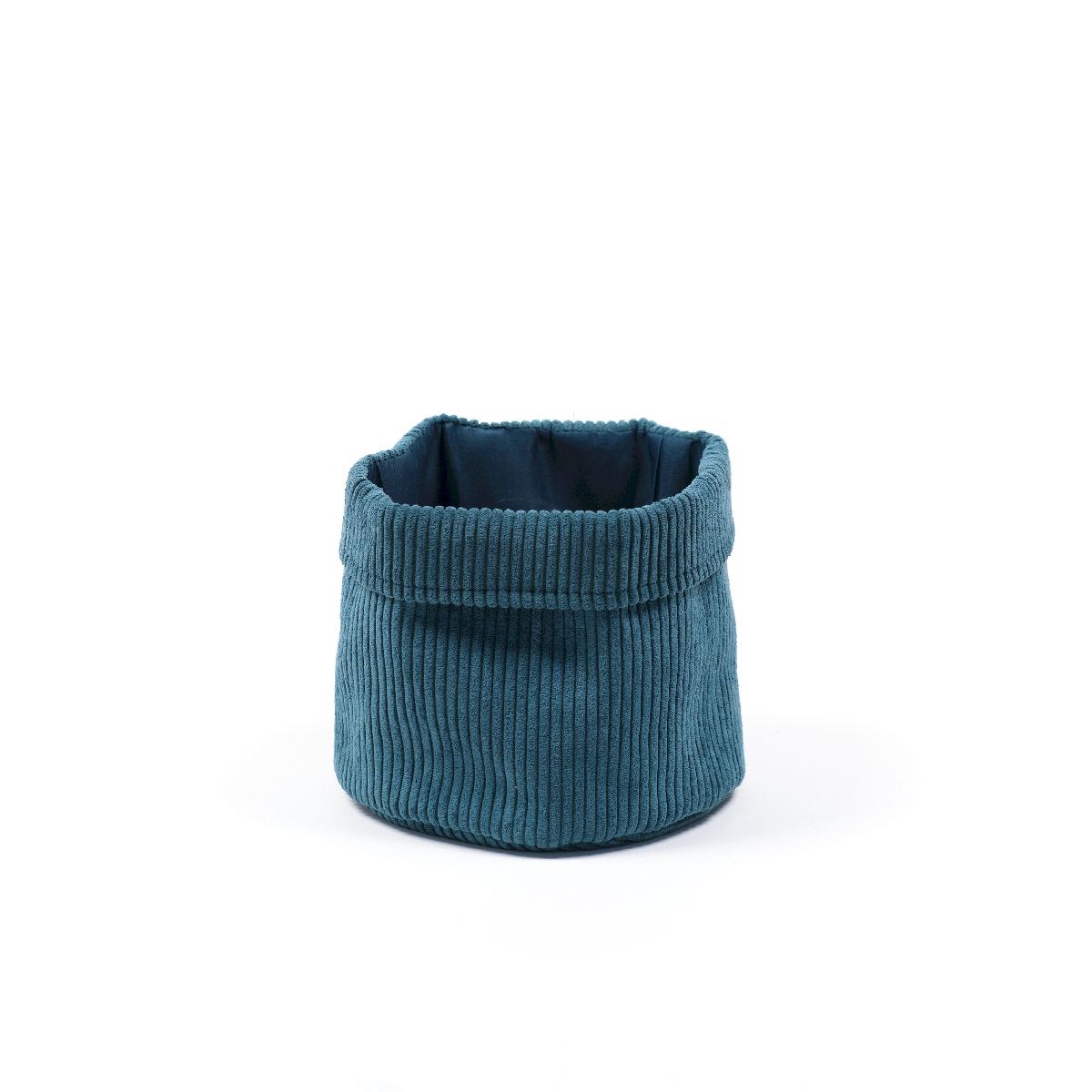 Panier de rangement rond en velours FACTORY Bleu