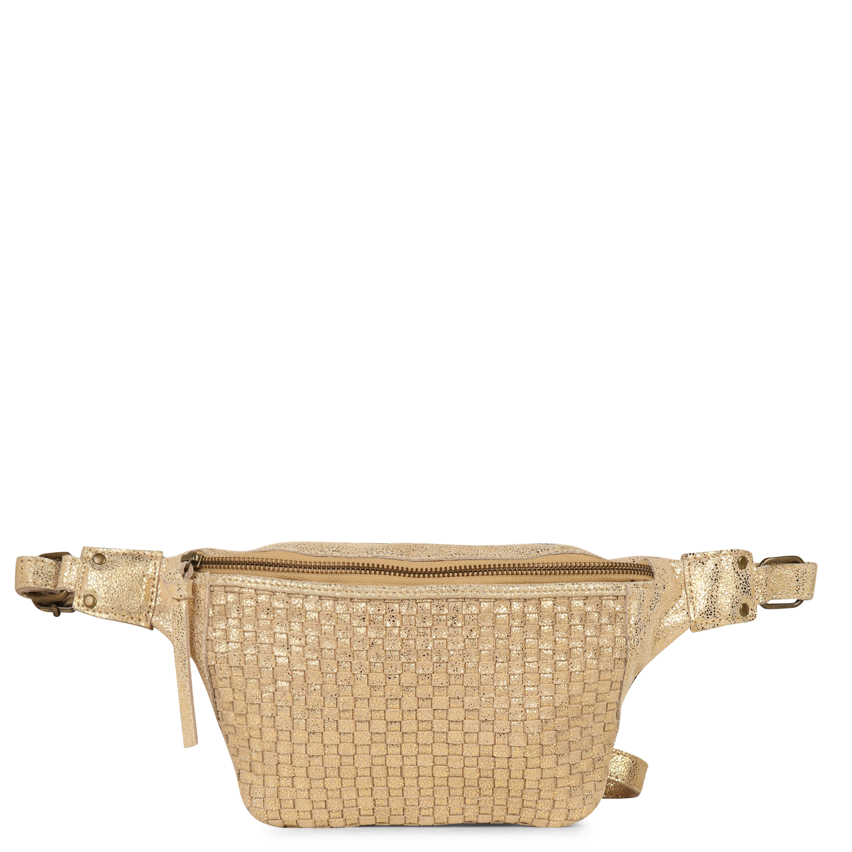 Metallic leather waist bag PIECES Golden