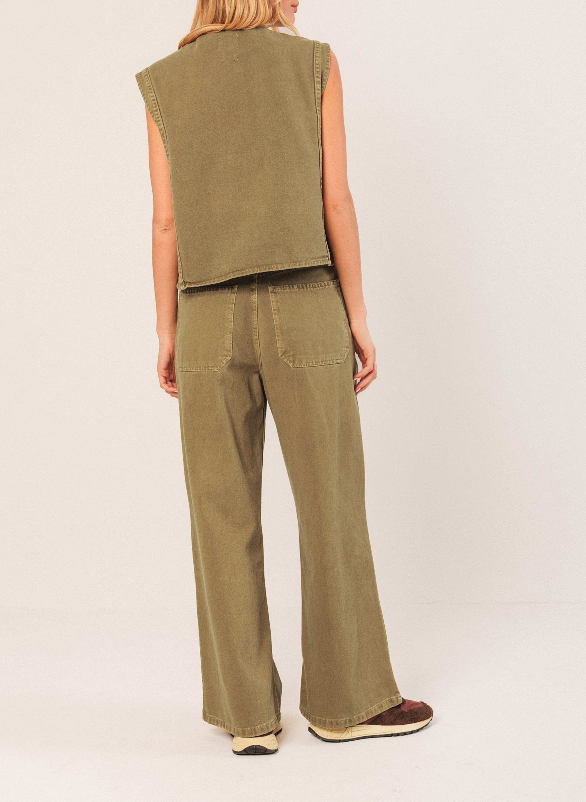 Veste ample col rond en coton INDI & COLD Vert