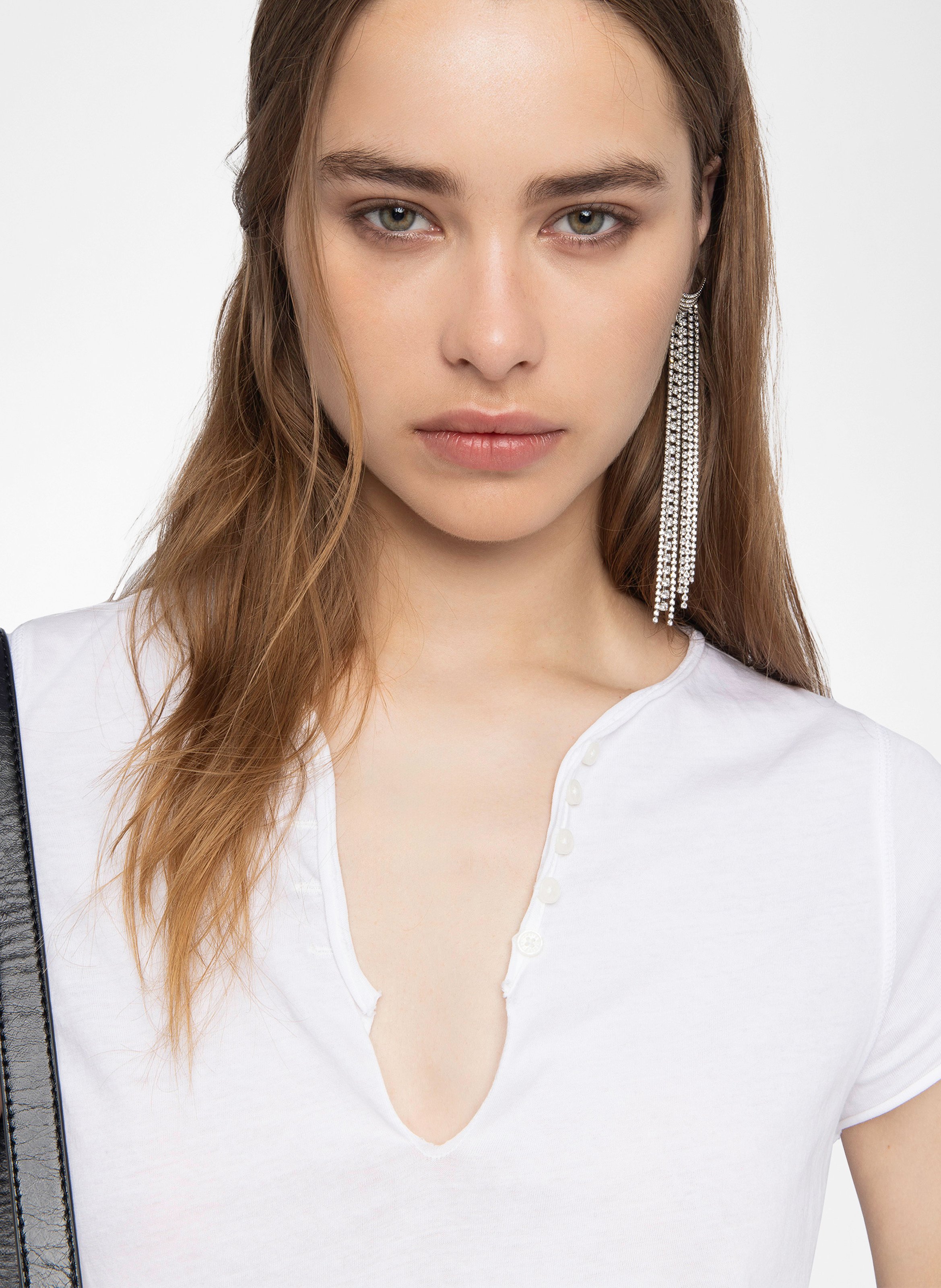 Tunisian collar t-shirt with back print ZADIG&VOLTAIRE White