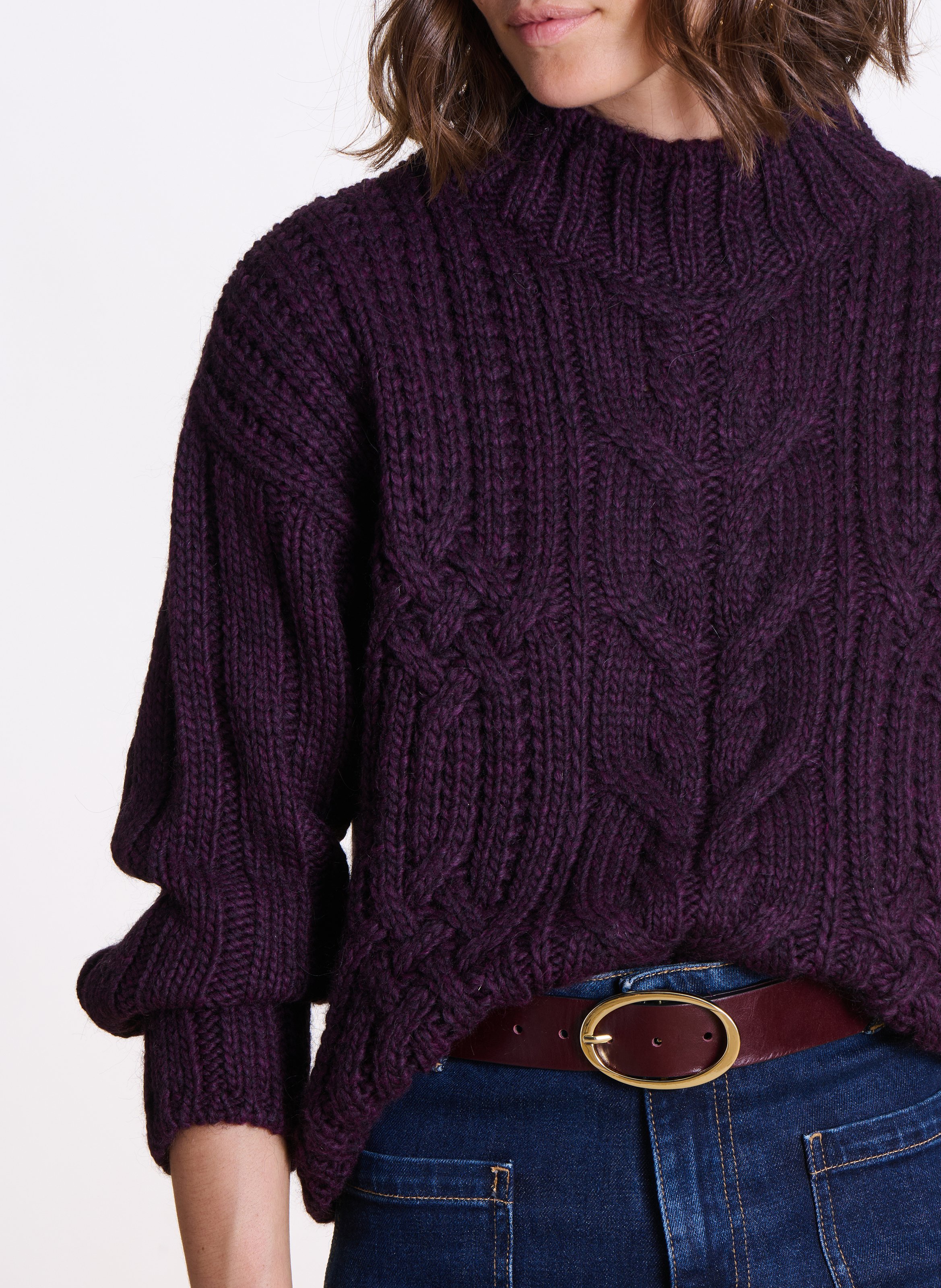 Longstrickjacke aus Wollmix LA FEE MARABOUTEE Violett