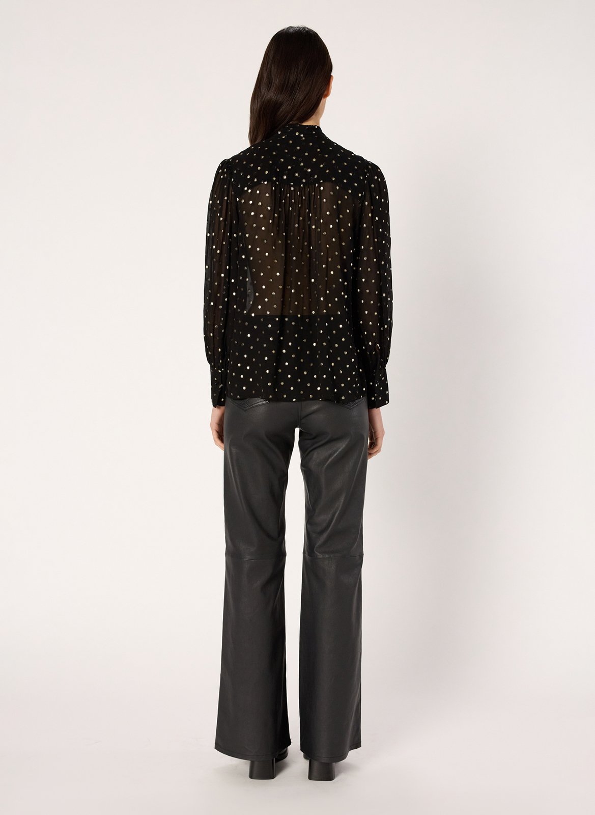 Chemise droite col lavallière à pois GERARD DAREL Noir