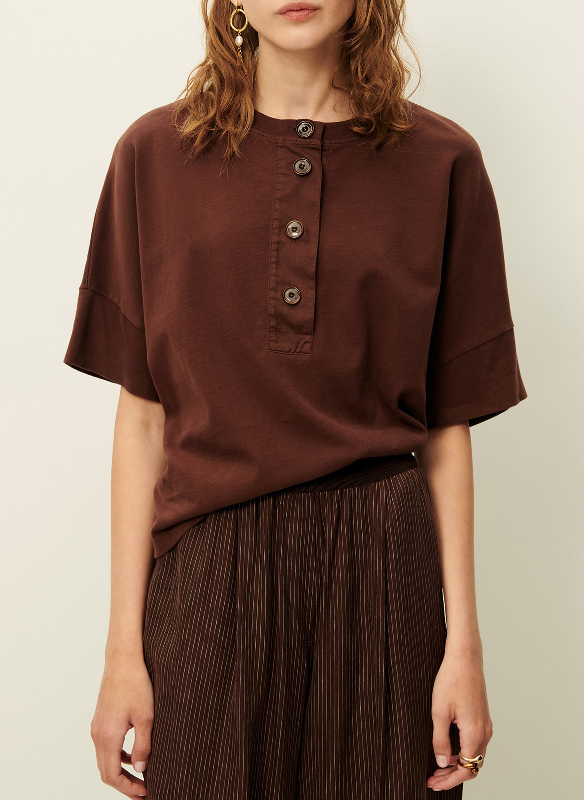 Camiliday round-neck sleeveless cotton top SESSUN Brown