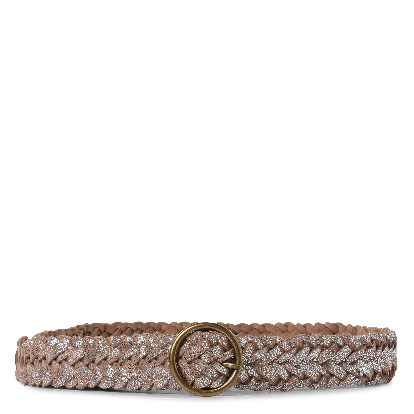 Gevlochten ceintuur van leer PIECES Zilver