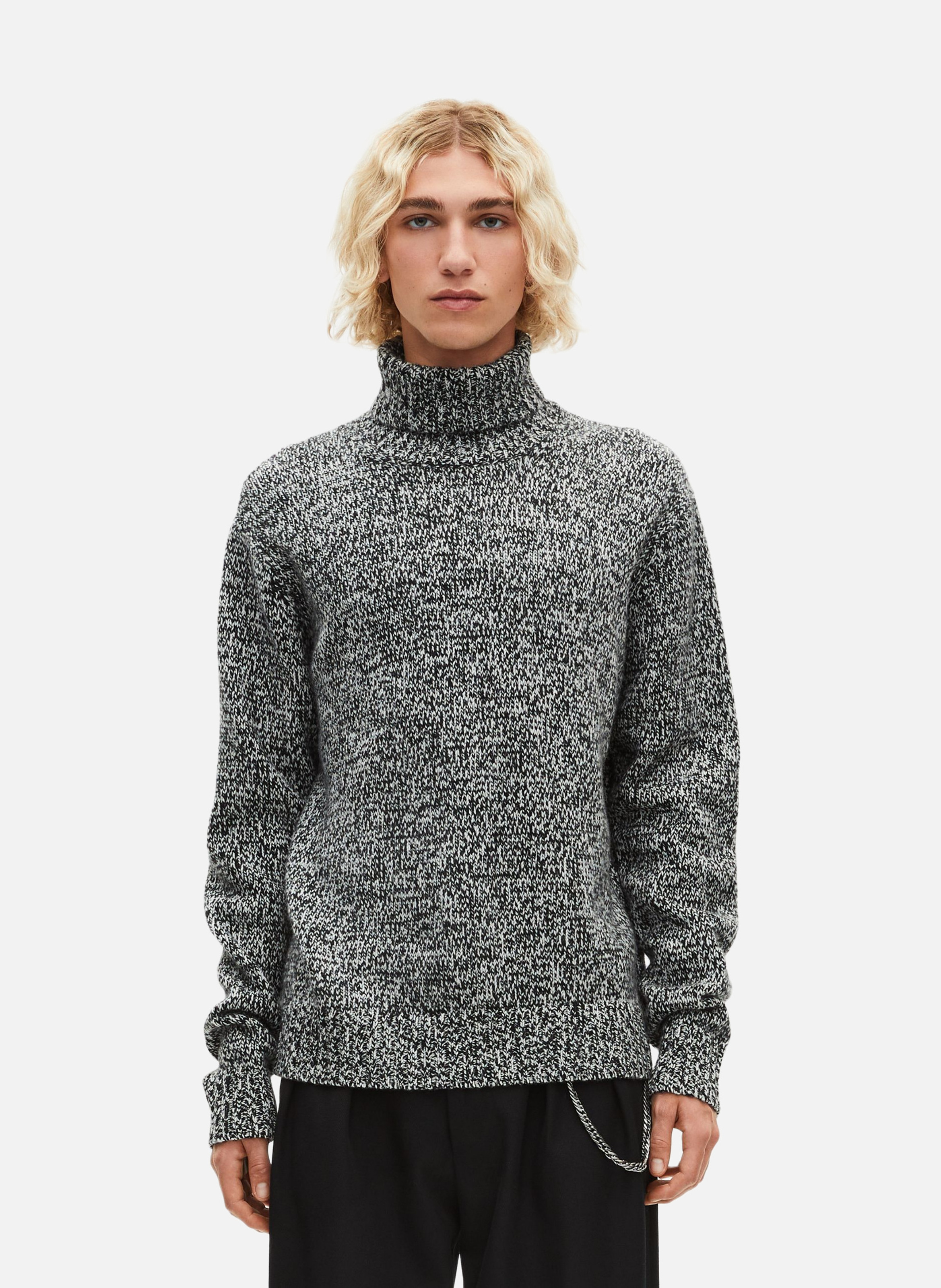 Melange roll-neck sweater Black