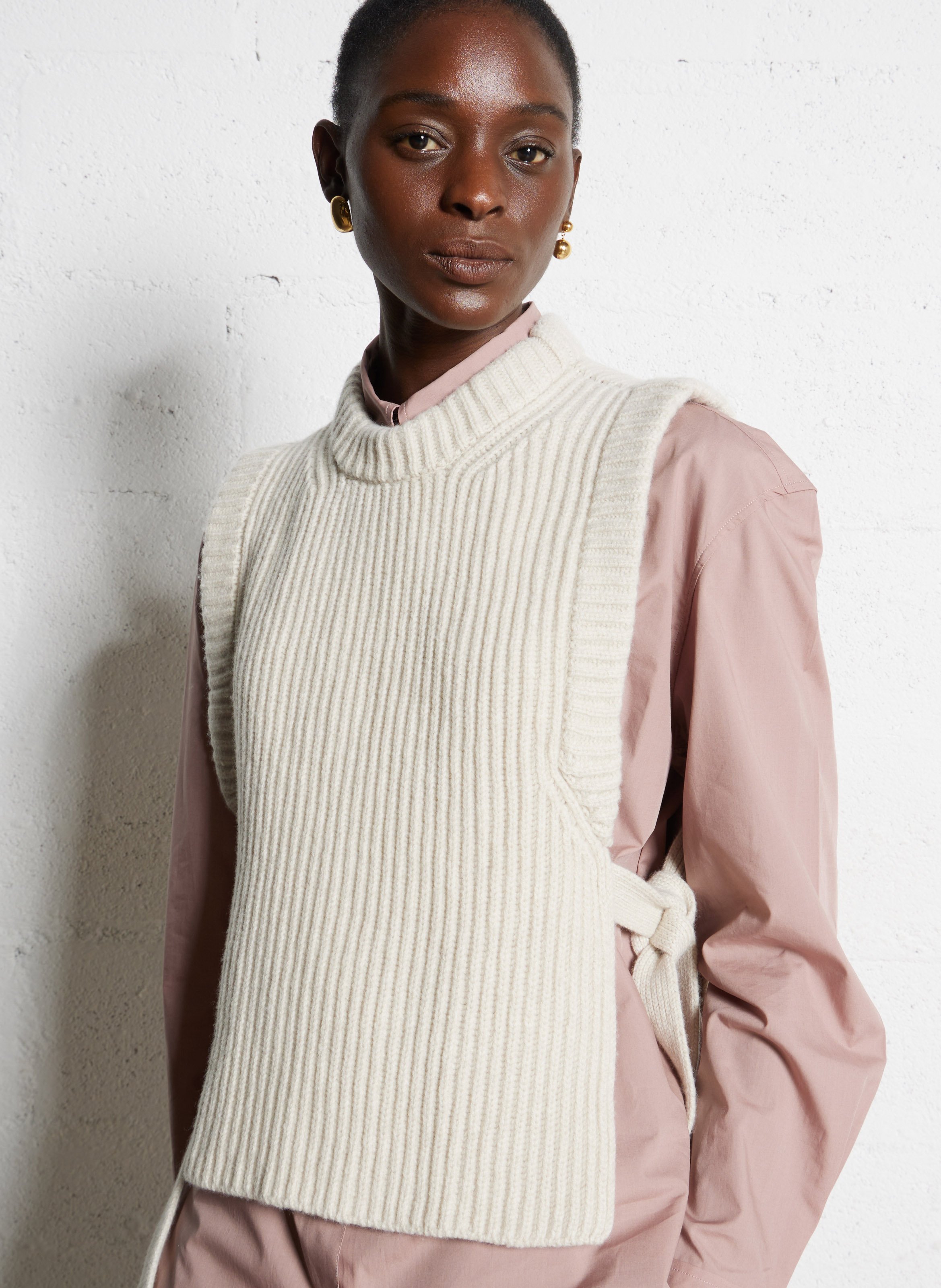 Plastron col rond en laine SOEUR Beige