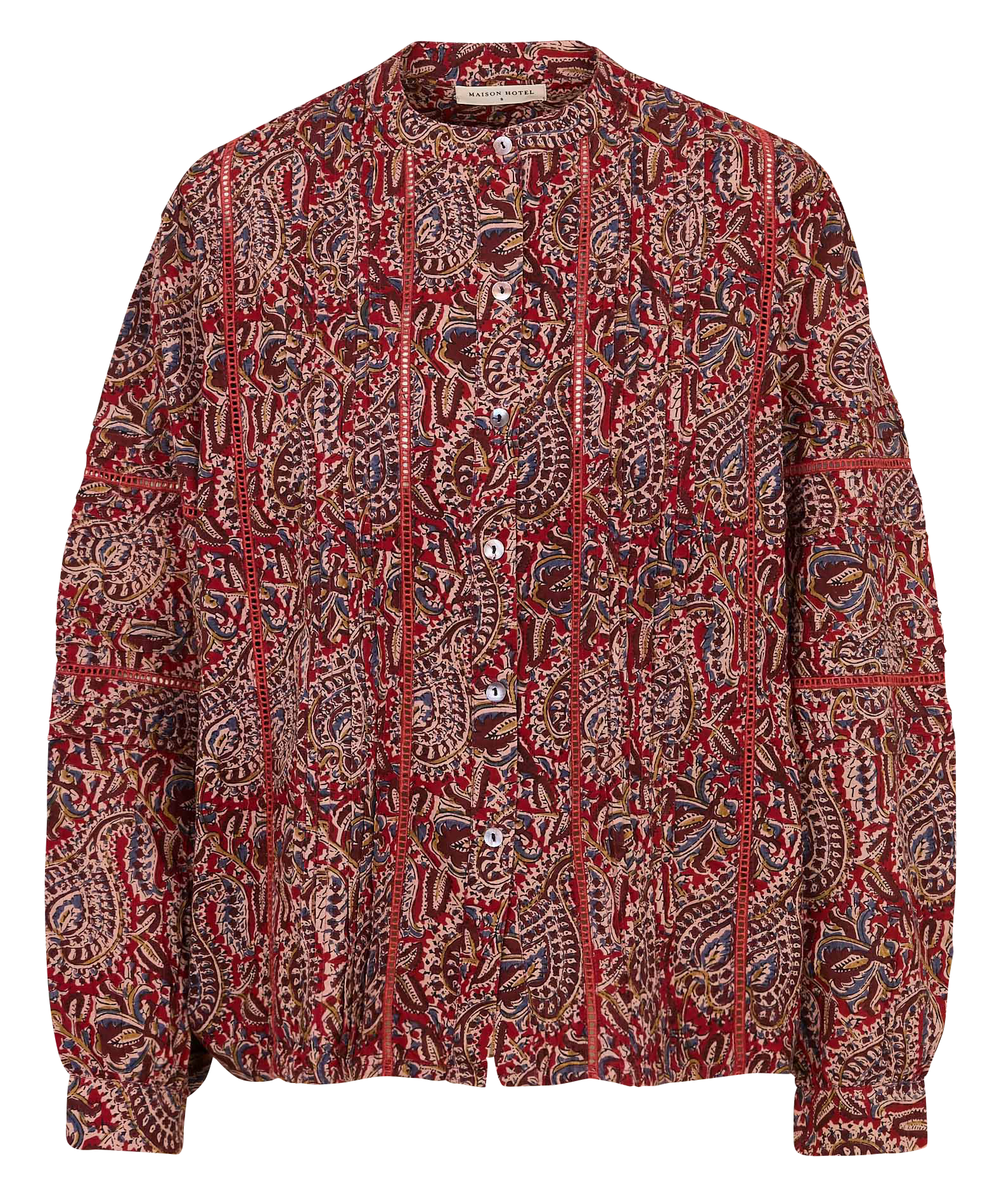 Round-neck printed cotton blouse MAISON HOTEL Red