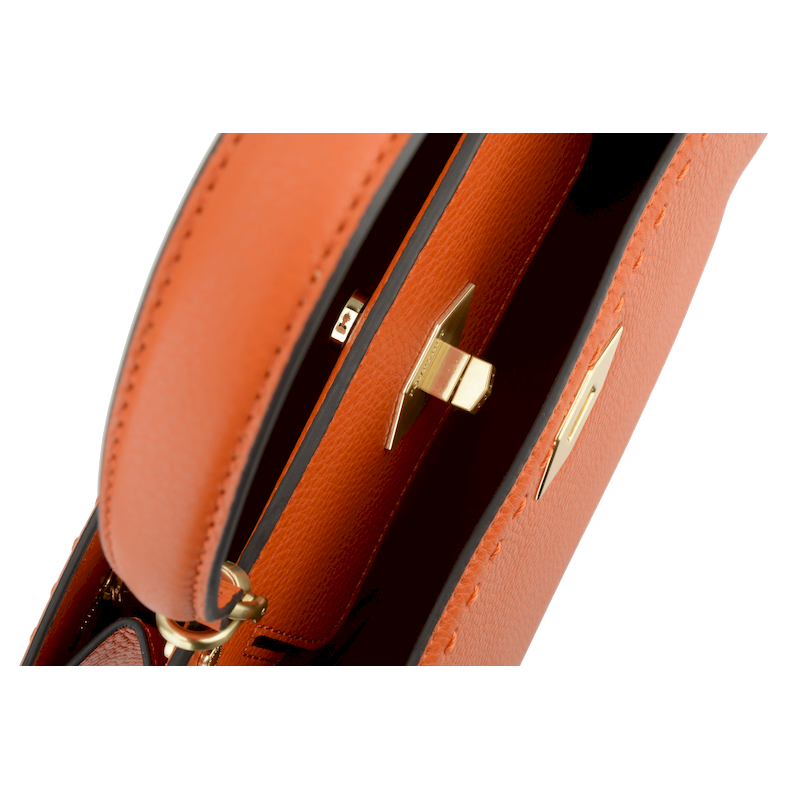 Handbag - cowhide leather POURCHET Orange