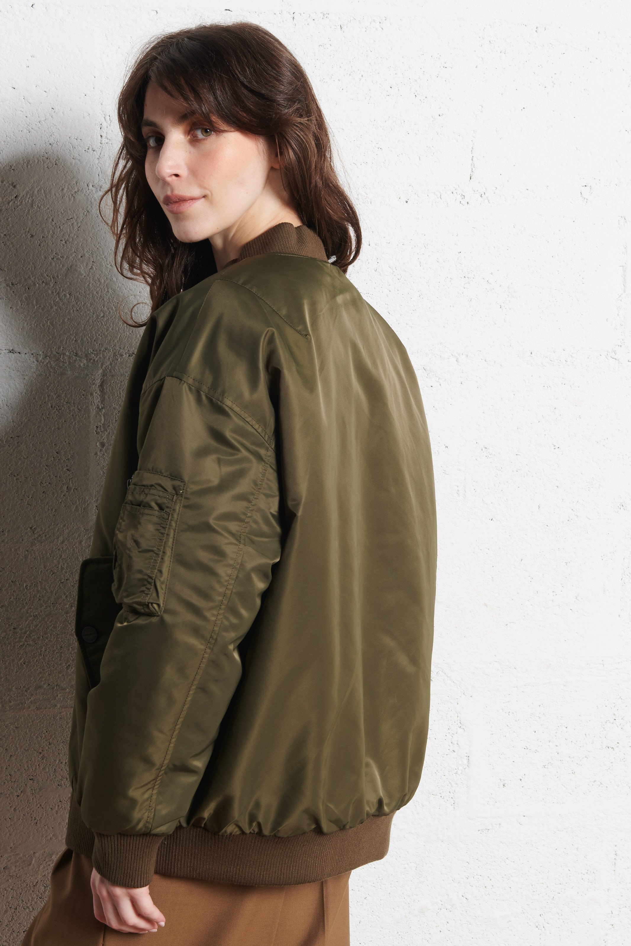 Veste zippée ample unie BOMBERS ORIGINAL Kaki