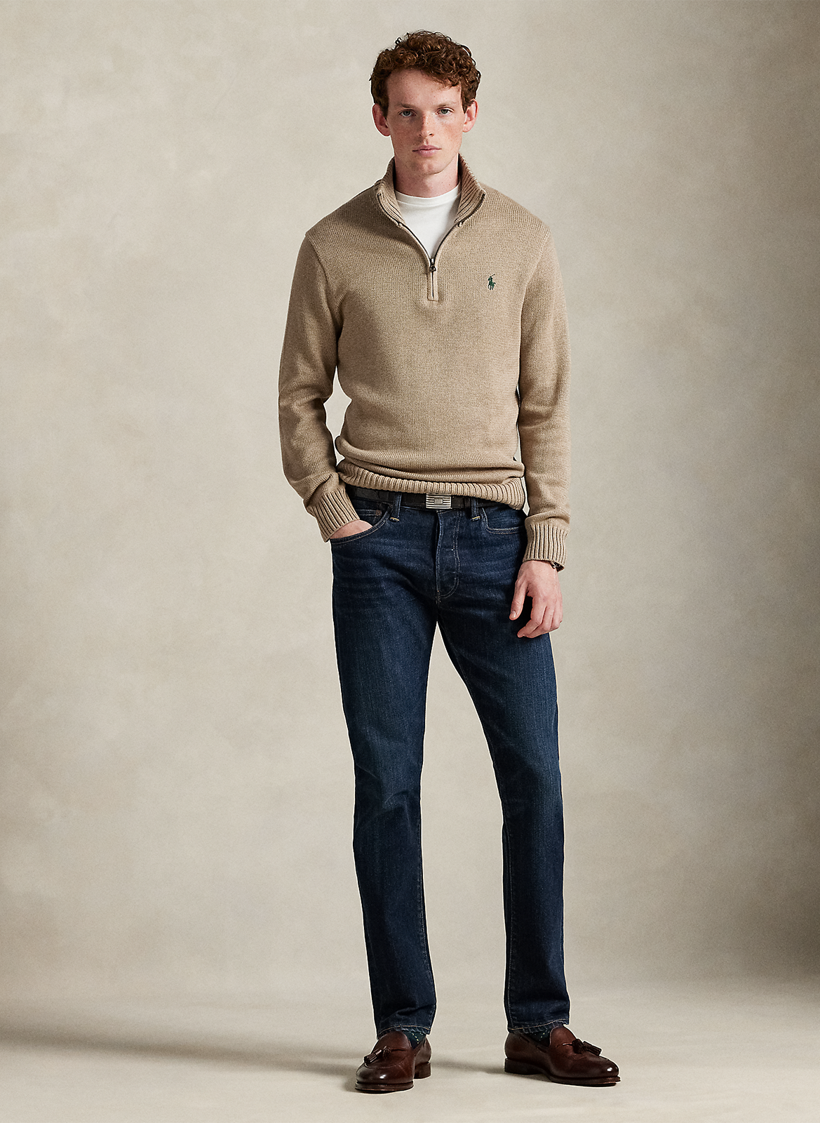 Katoenen trui met ritsje POLO RALPH LAUREN Bruin