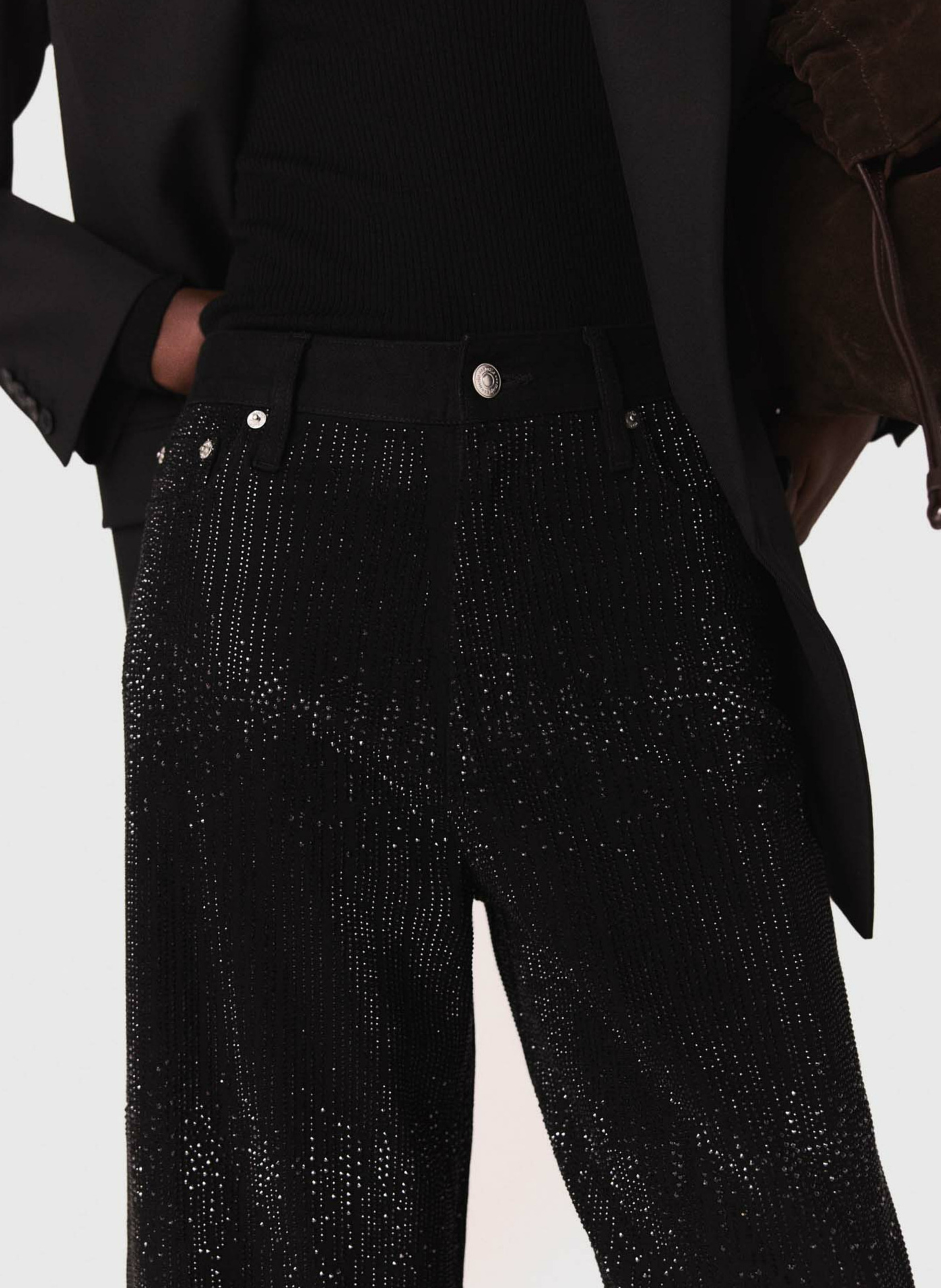 Hoge taille jeans met pailletten MAJE Zwart