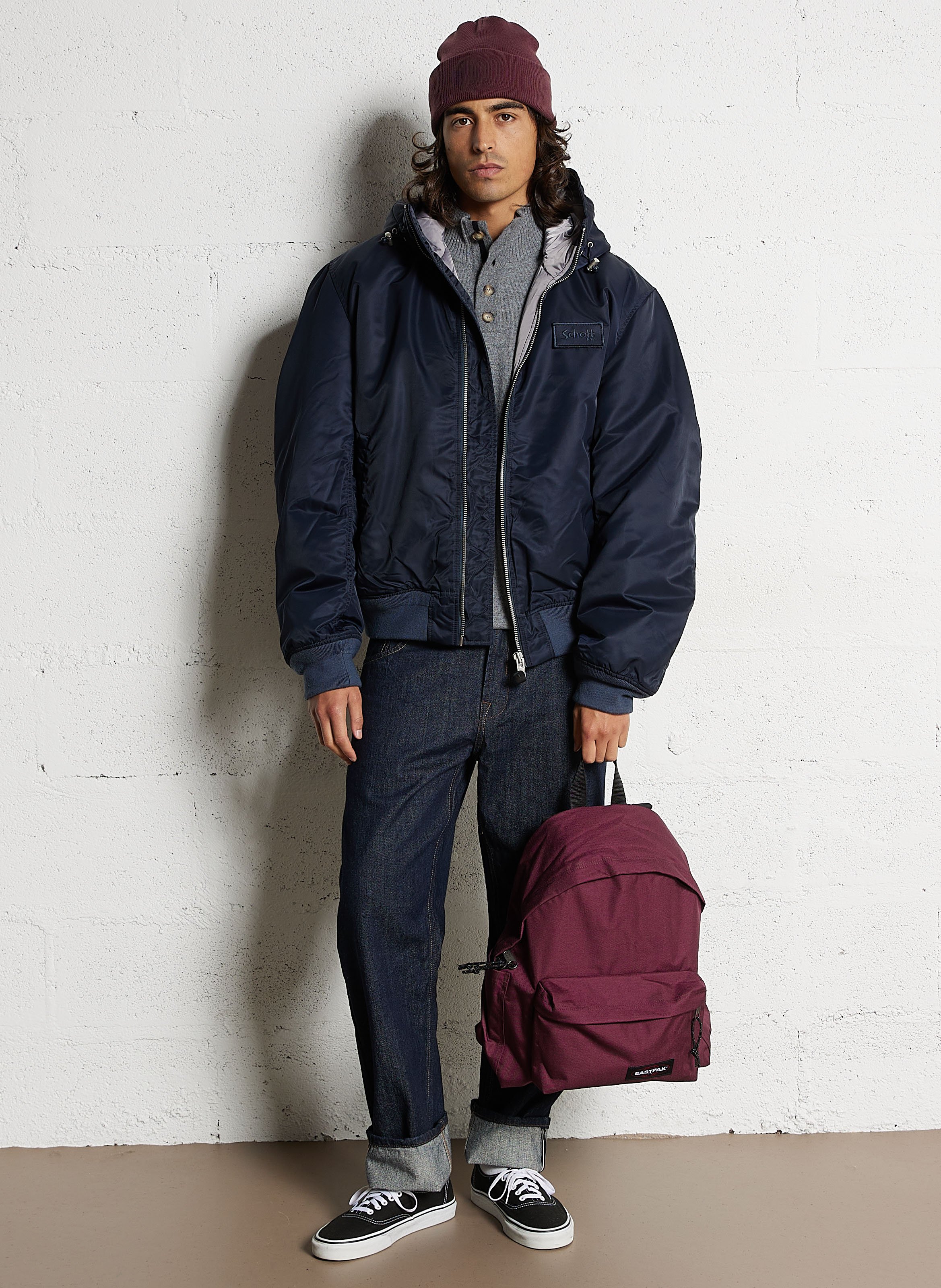 Blouson oversize à capuche SCHOTT Bleu