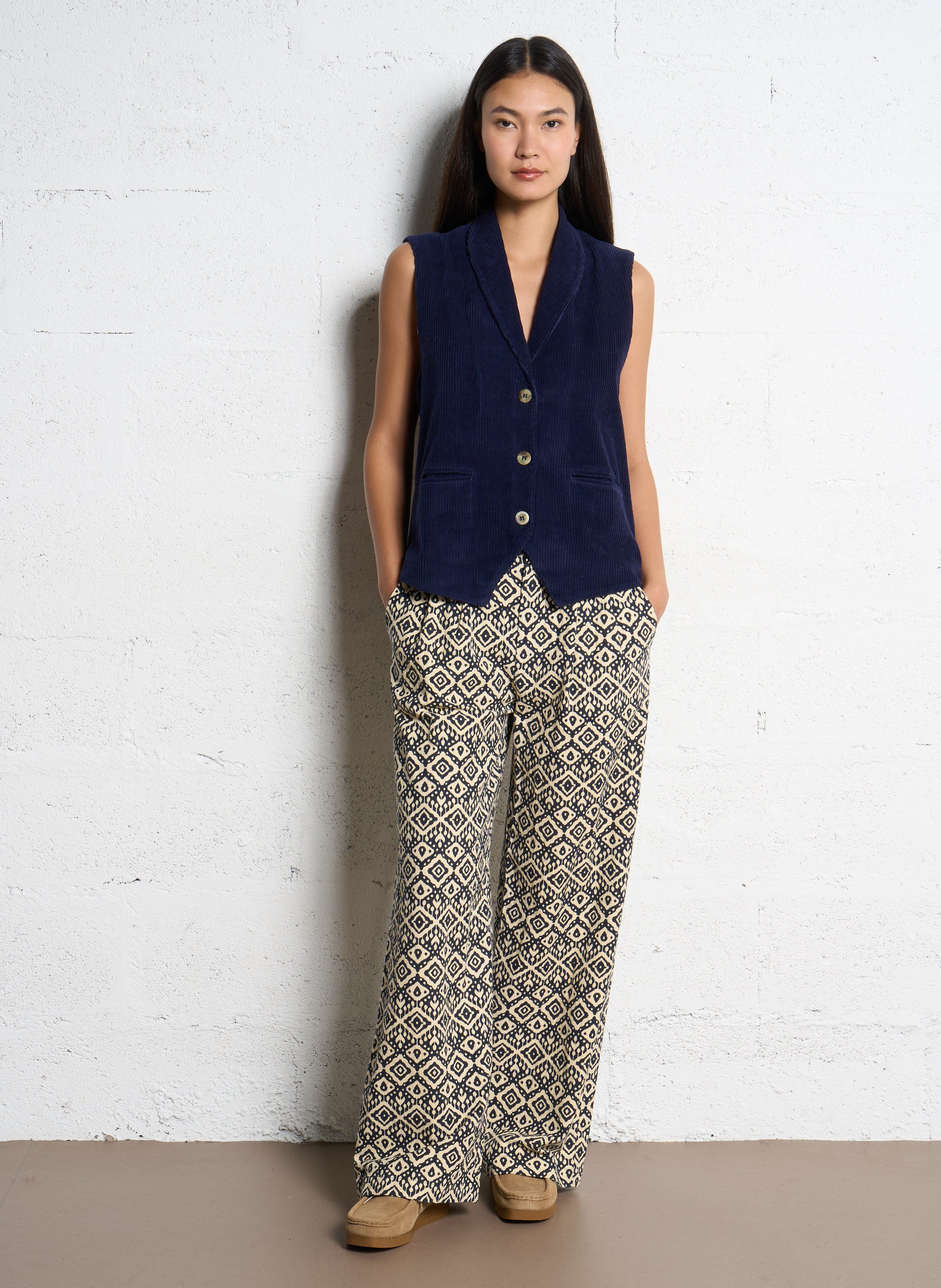 Wide cotton trousers  MAISON HOTEL Beige