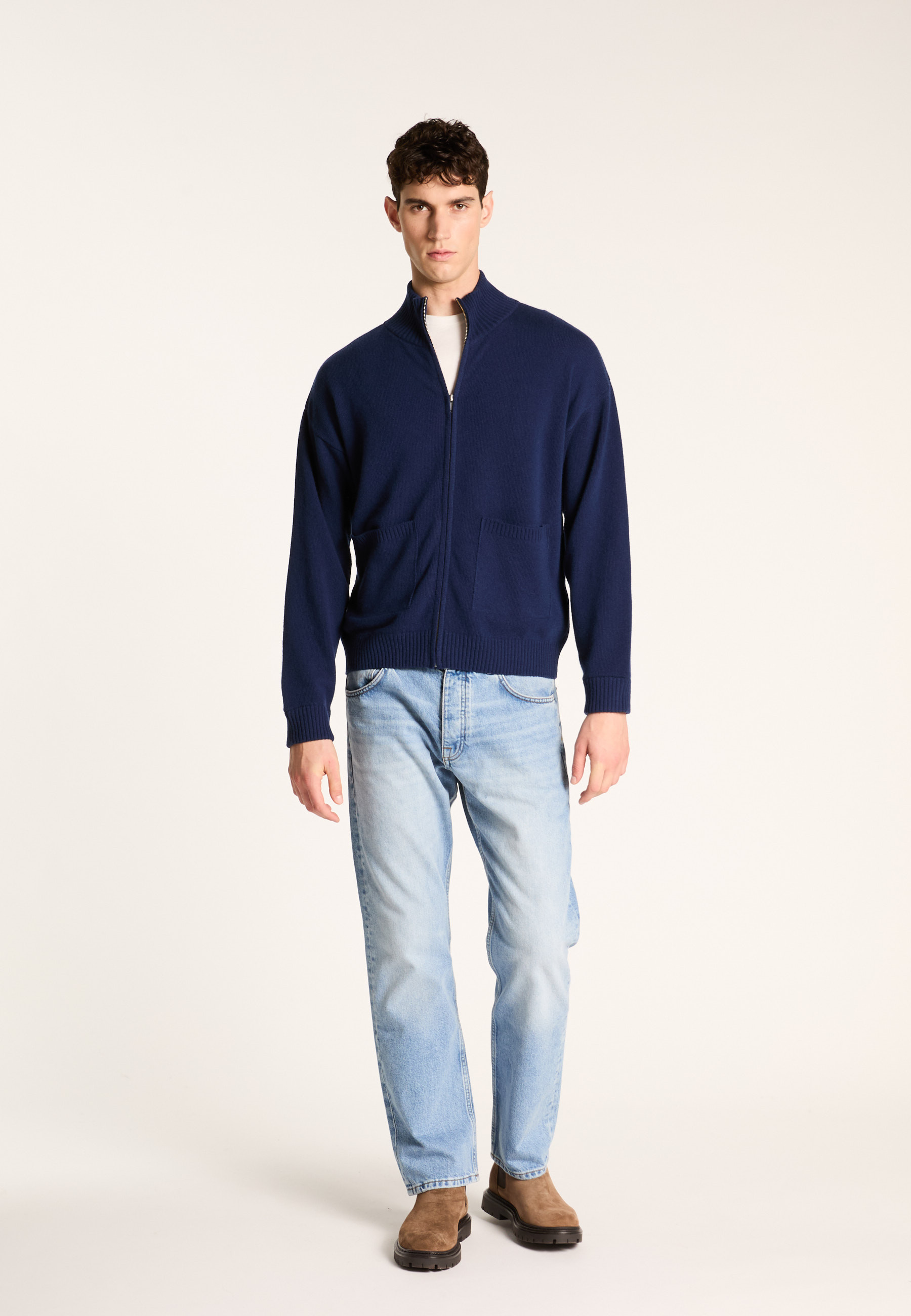 Dual-material wool cardigan MAISON MONTAGUT