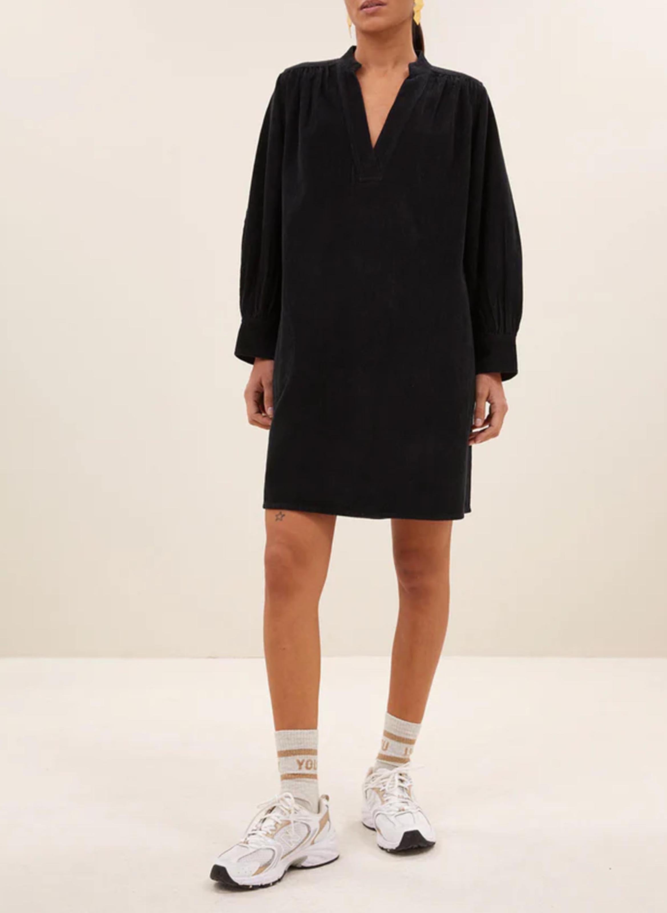 Short ribbed dress with Tunisian collar BY BAR Blue