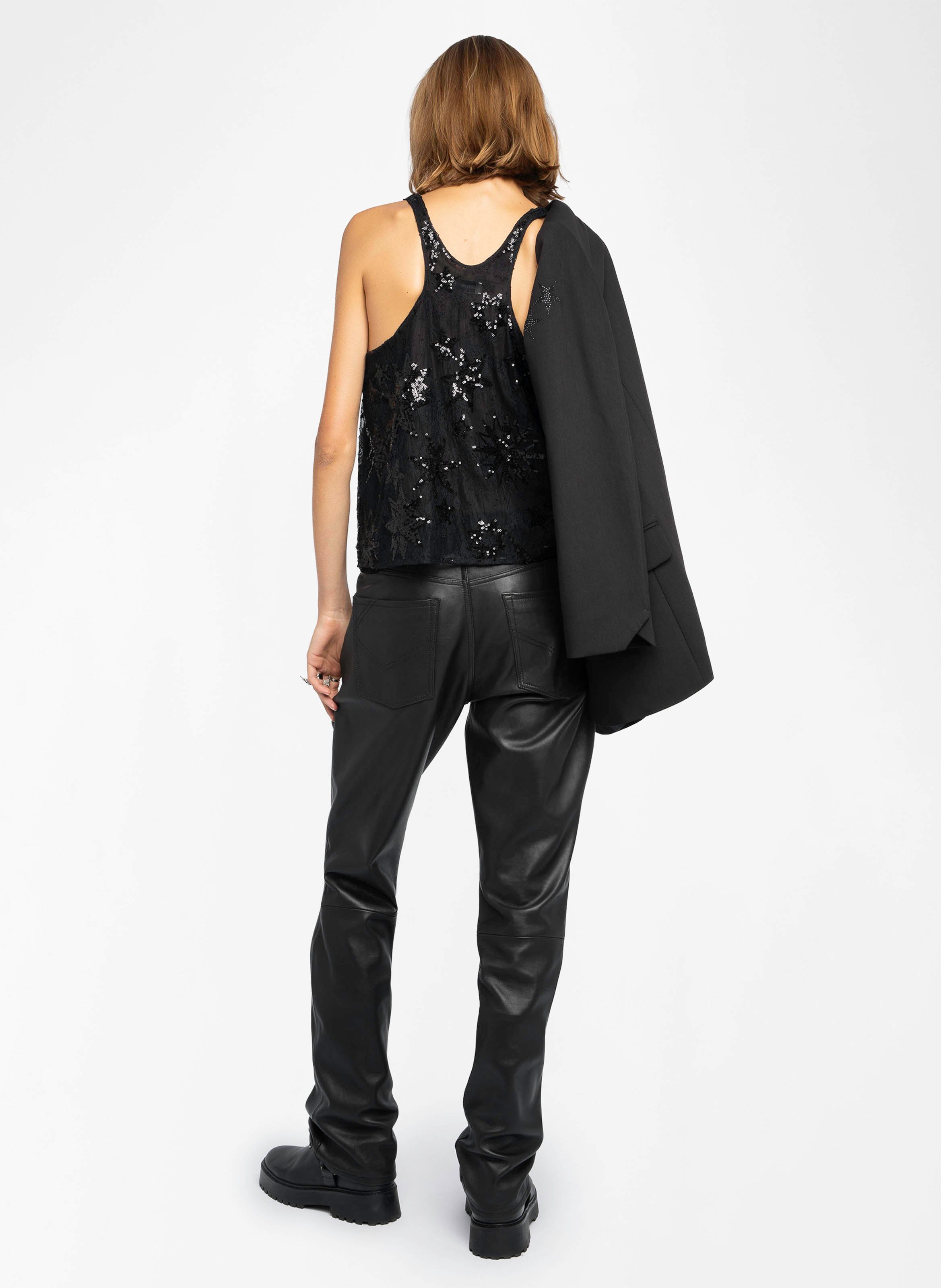 Oversized sequined U-neck top ZADIG&VOLTAIRE Black