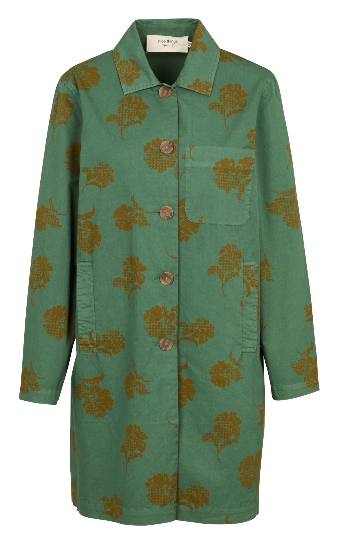 Straight classic collar trench coat in printed cotton NICE THINGS Khaki