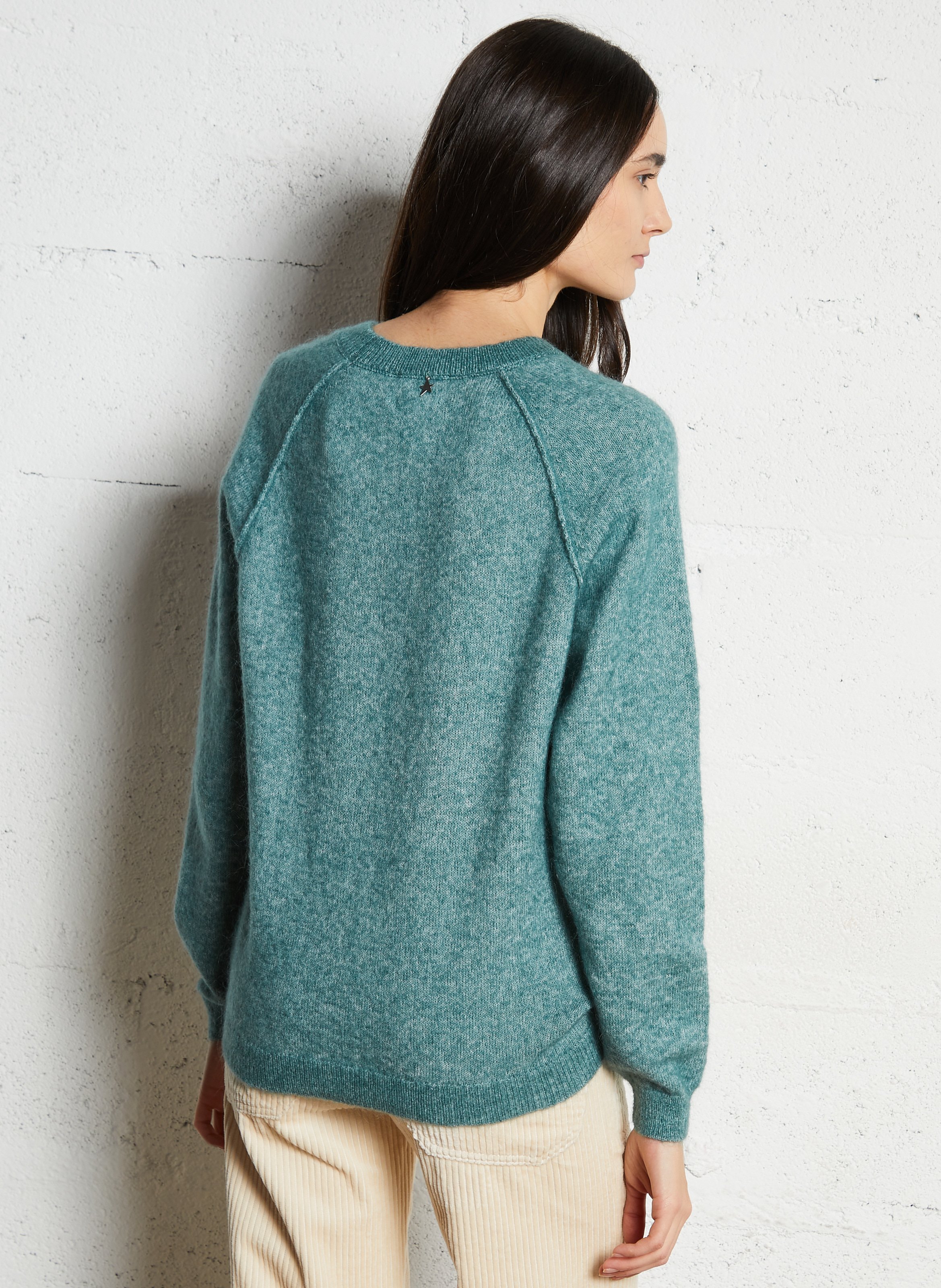 Pull droit col rond en laine mélangée SUD EXPRESS Gris